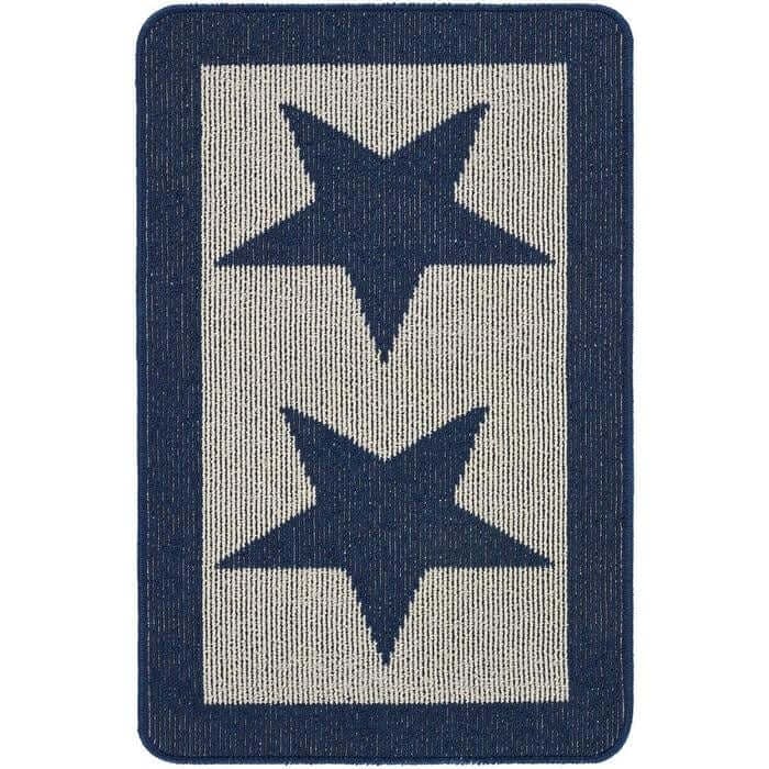 Rackhams Blue Star Washable Mat And Runner - 67X100 Cm