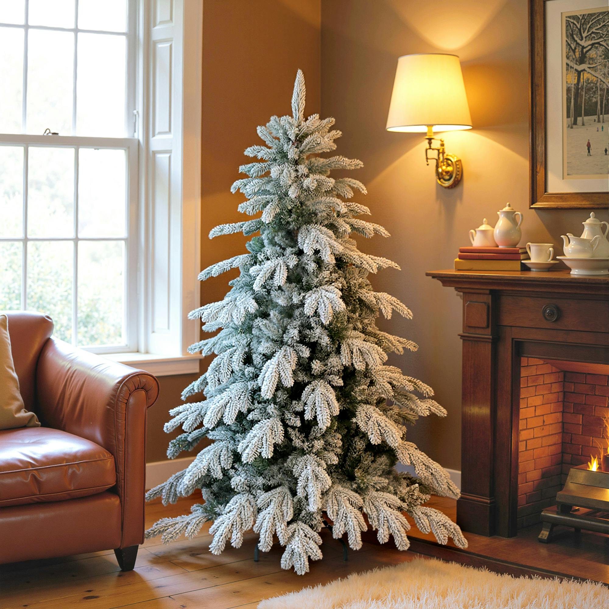Homcom Unisex Multicolor Christmas Tree With Flocked Realistic Tips, Hinged Xmas Tree | : 5Ft - Image 6