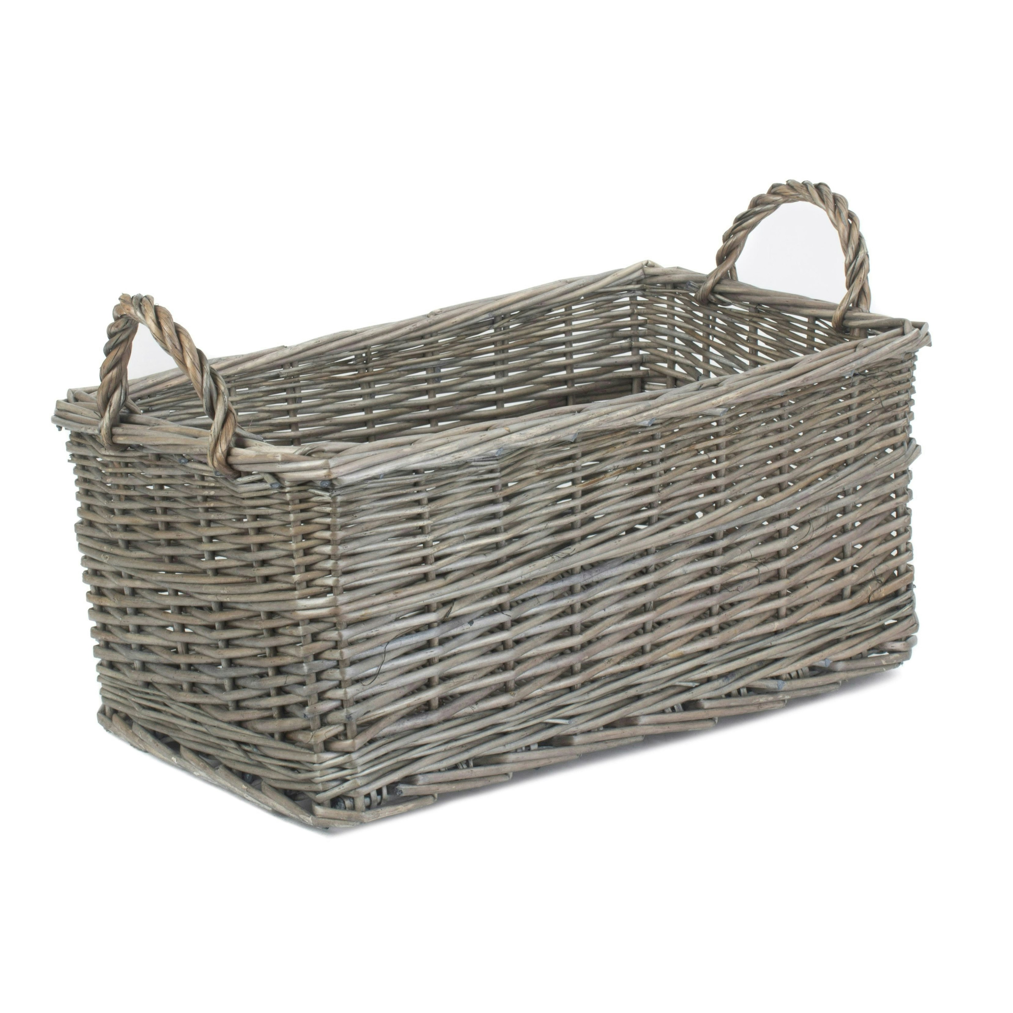 Red Hamper Shallow Antique Wash Wicker Storage Basket - Small