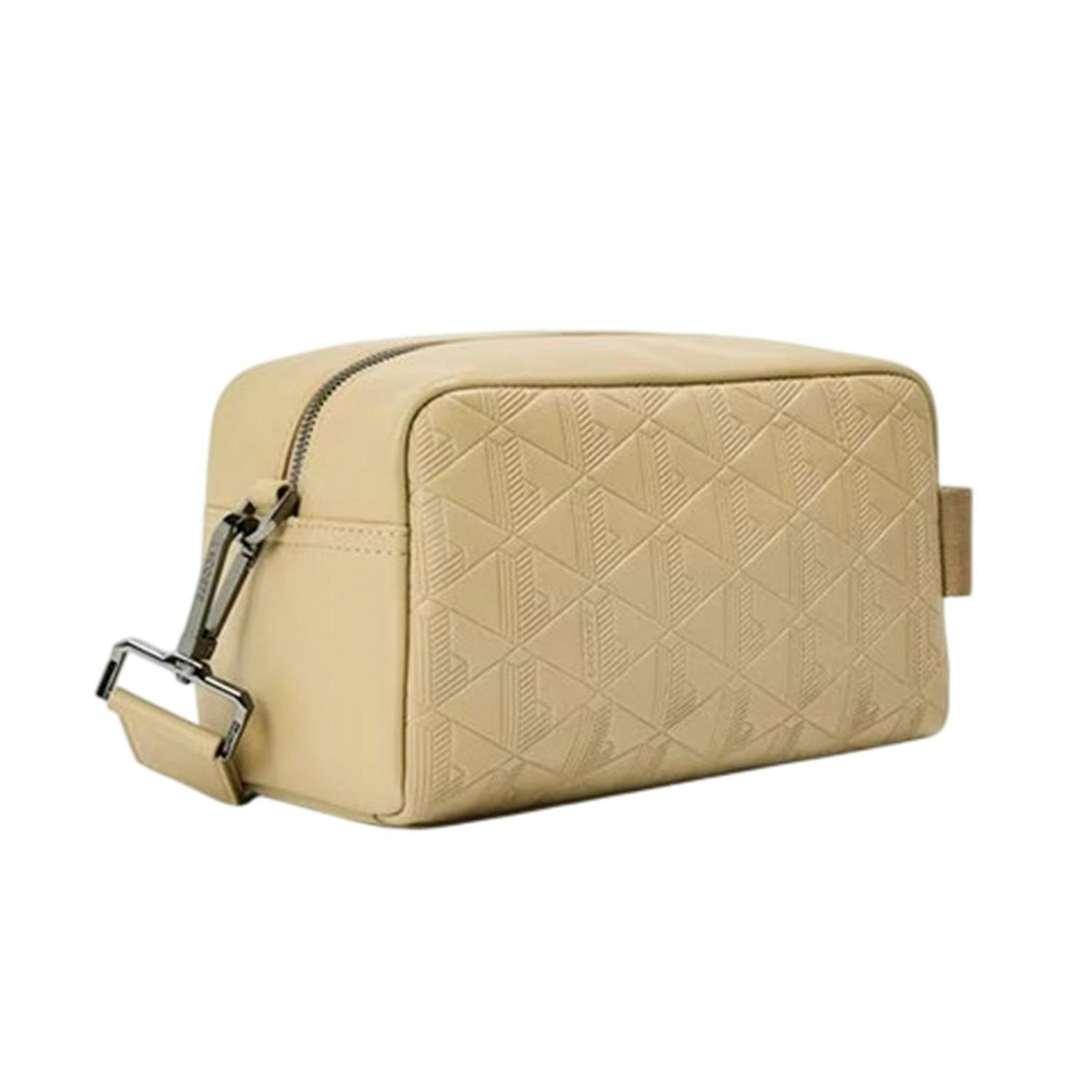 Lacoste Beige Geometric Pattern Leather Crossbody Bag - One Size - 100% Mixed