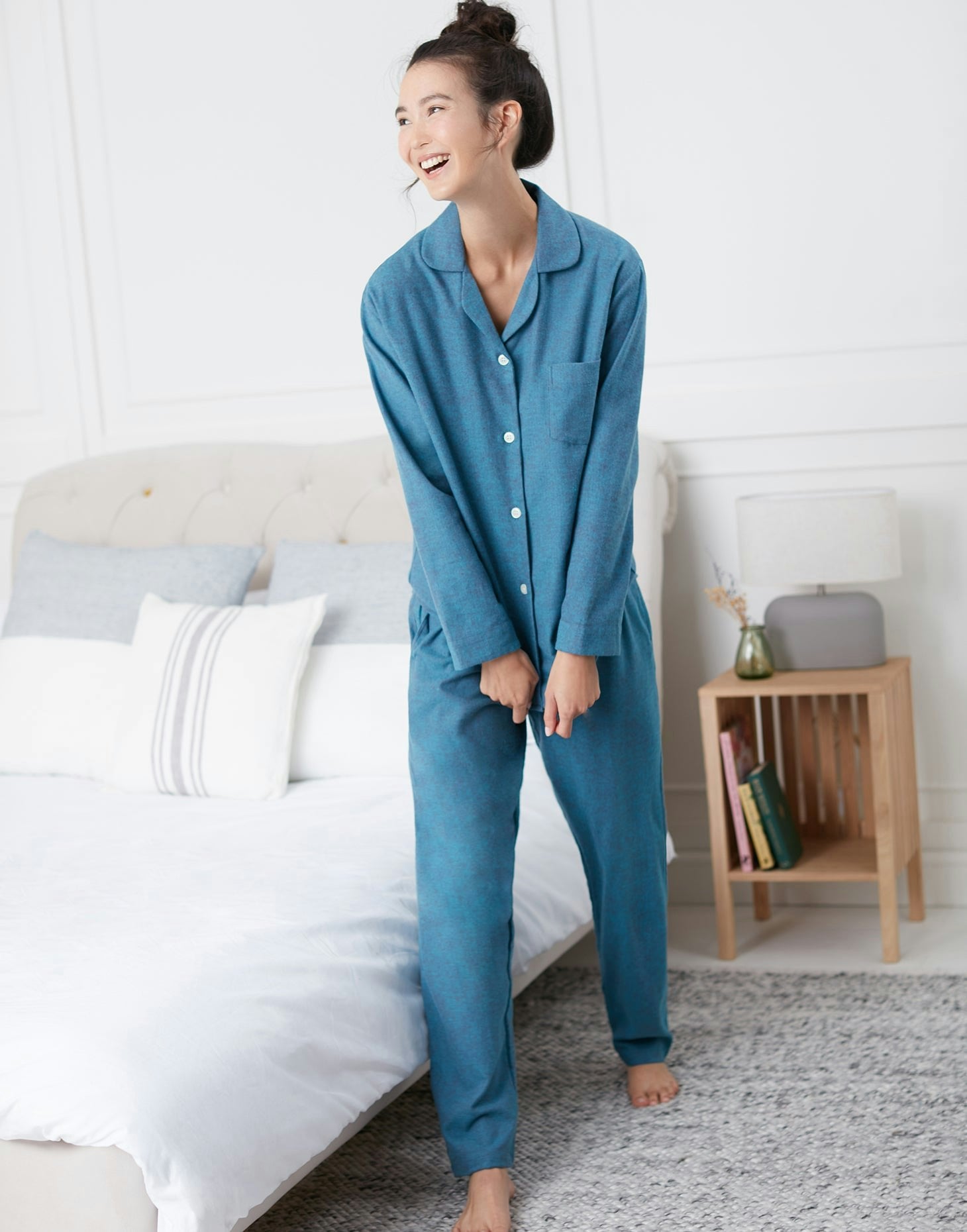 British Boxers Women's Brushed Cotton Pyjama Set – Stornoway Herringbone - XX-Large