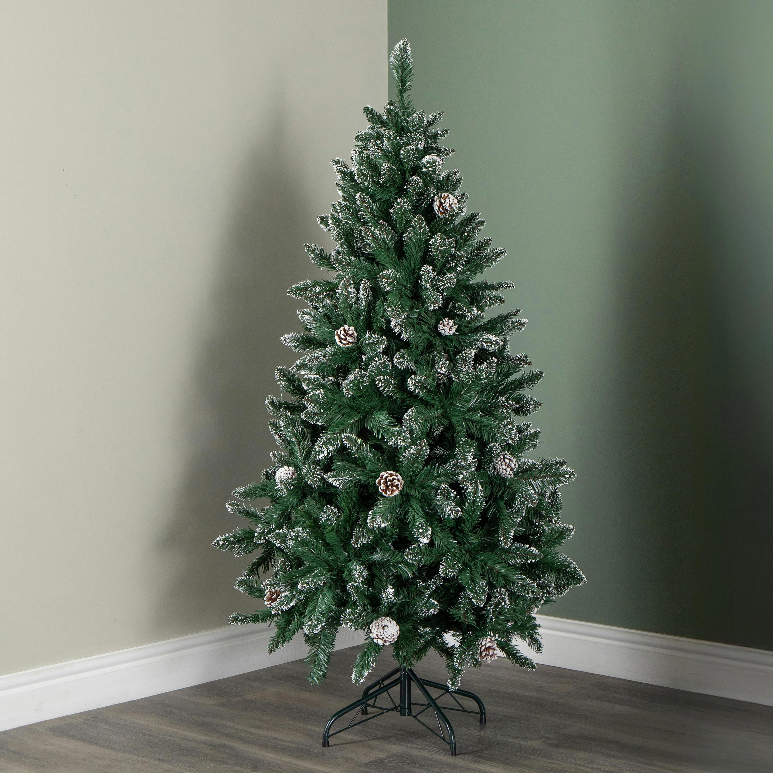 Rackhams 5Ft (1.5M) Tall Rocky Mountain Pine Christmas Tree With 526 Snow Tipped Branches & Pinecones