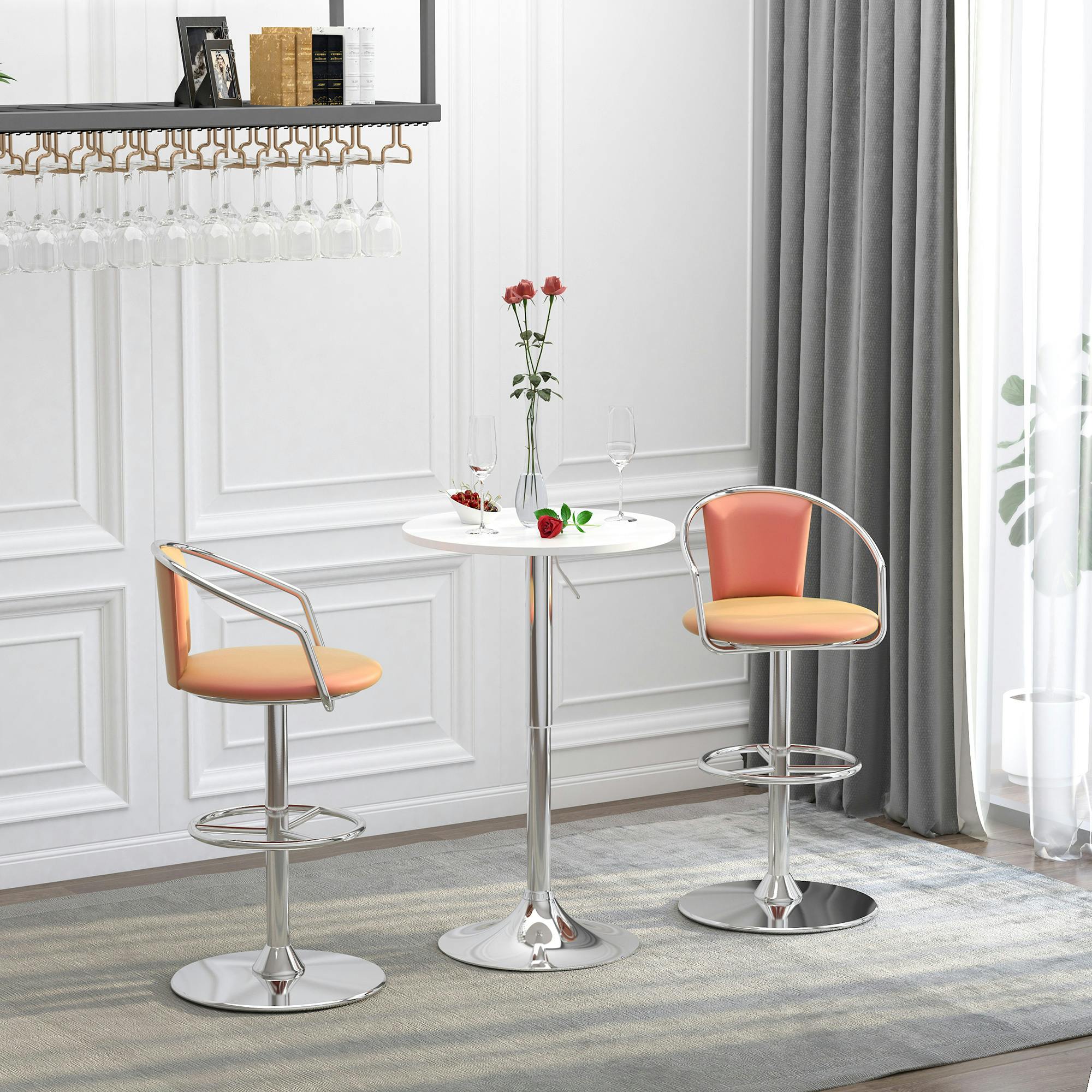 Rackhams White 60Cm Adjustable Height Round Bar Table With Swivel Top