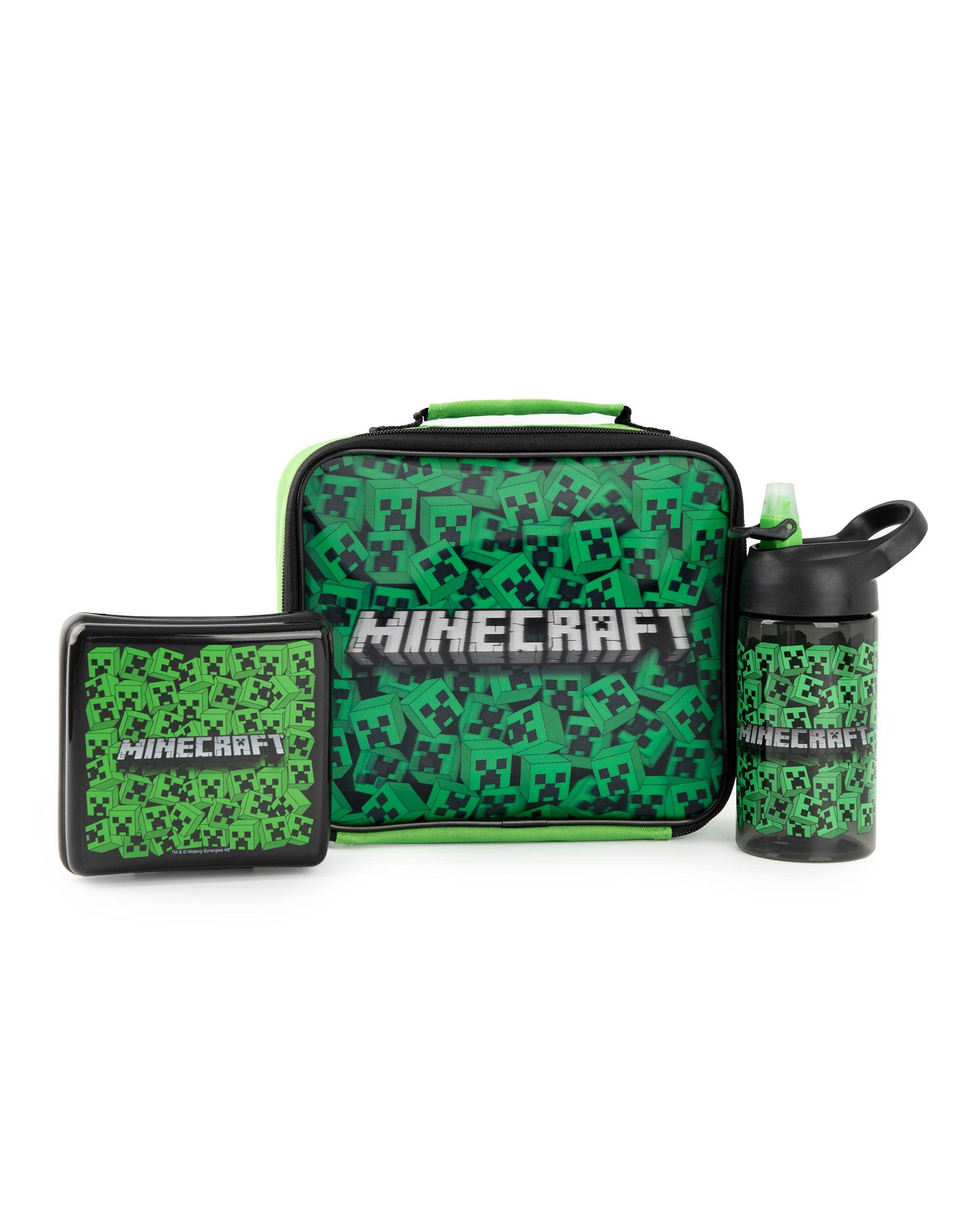 Rackhams Boys Green Minecraft Creeper Lunch Bag Bottle And Snack Pot (One Size)