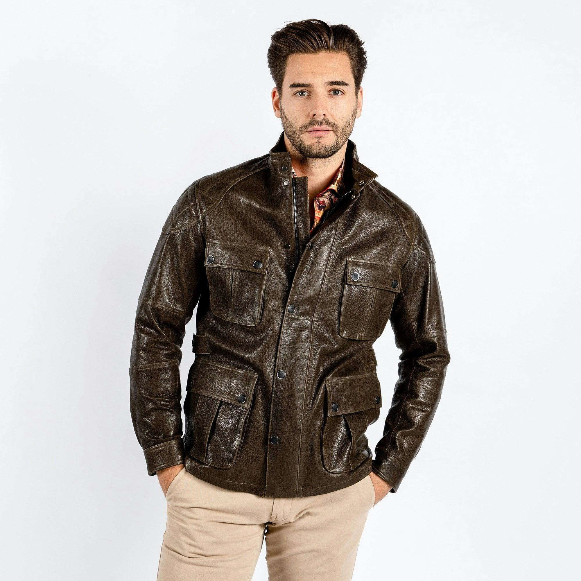 Claudio Lugli Green The Expedition Leather Utility Jacket - 44 Uk/ 54 Eu