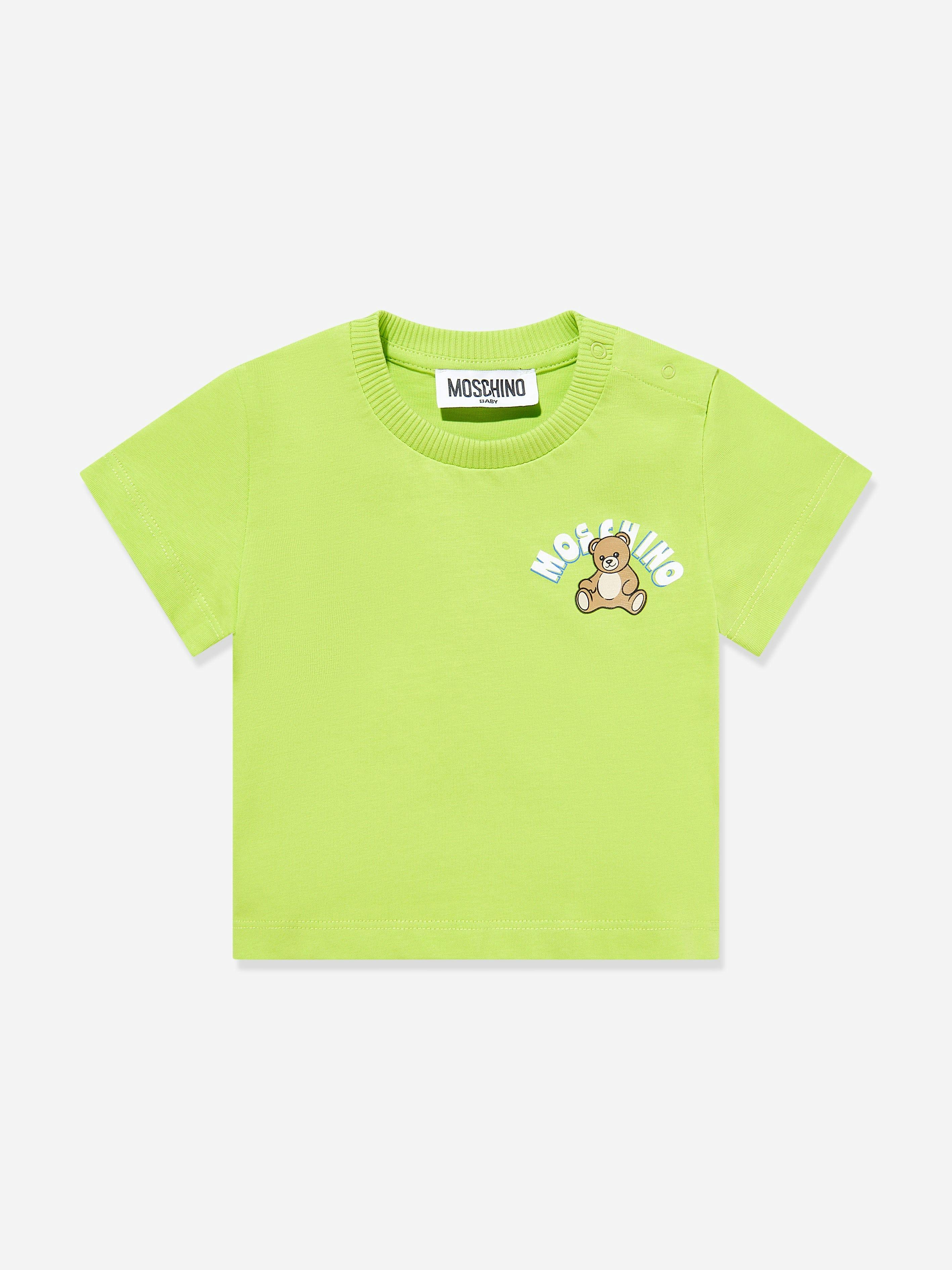 Moschino Kids Boys Green Moschino Baby Teddy Bear Logo T-Shirt In - 2 Yrs