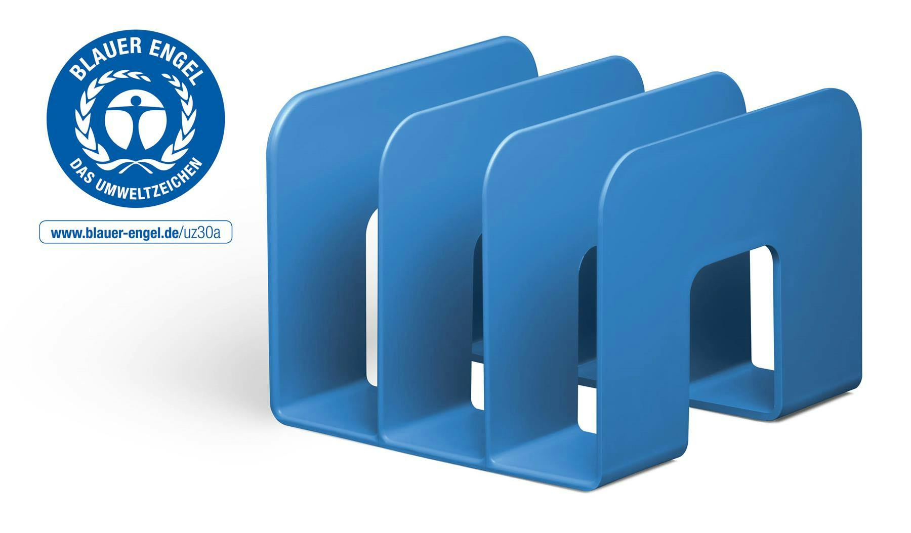 Durable Blue Eco Recycled Plastic Magazine Stand Desk File Holder | 2 Pack |