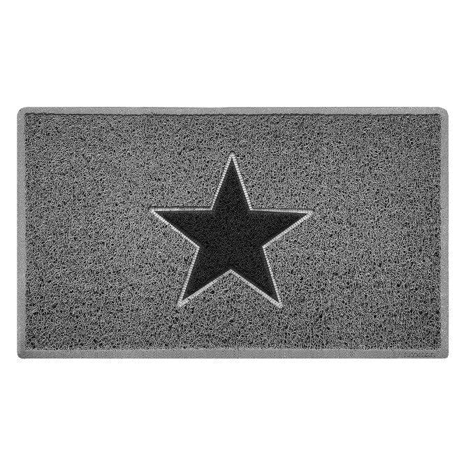 Rackhams Grey Inlay Star Doormat - Clearance - 75Cm X 44Cm
