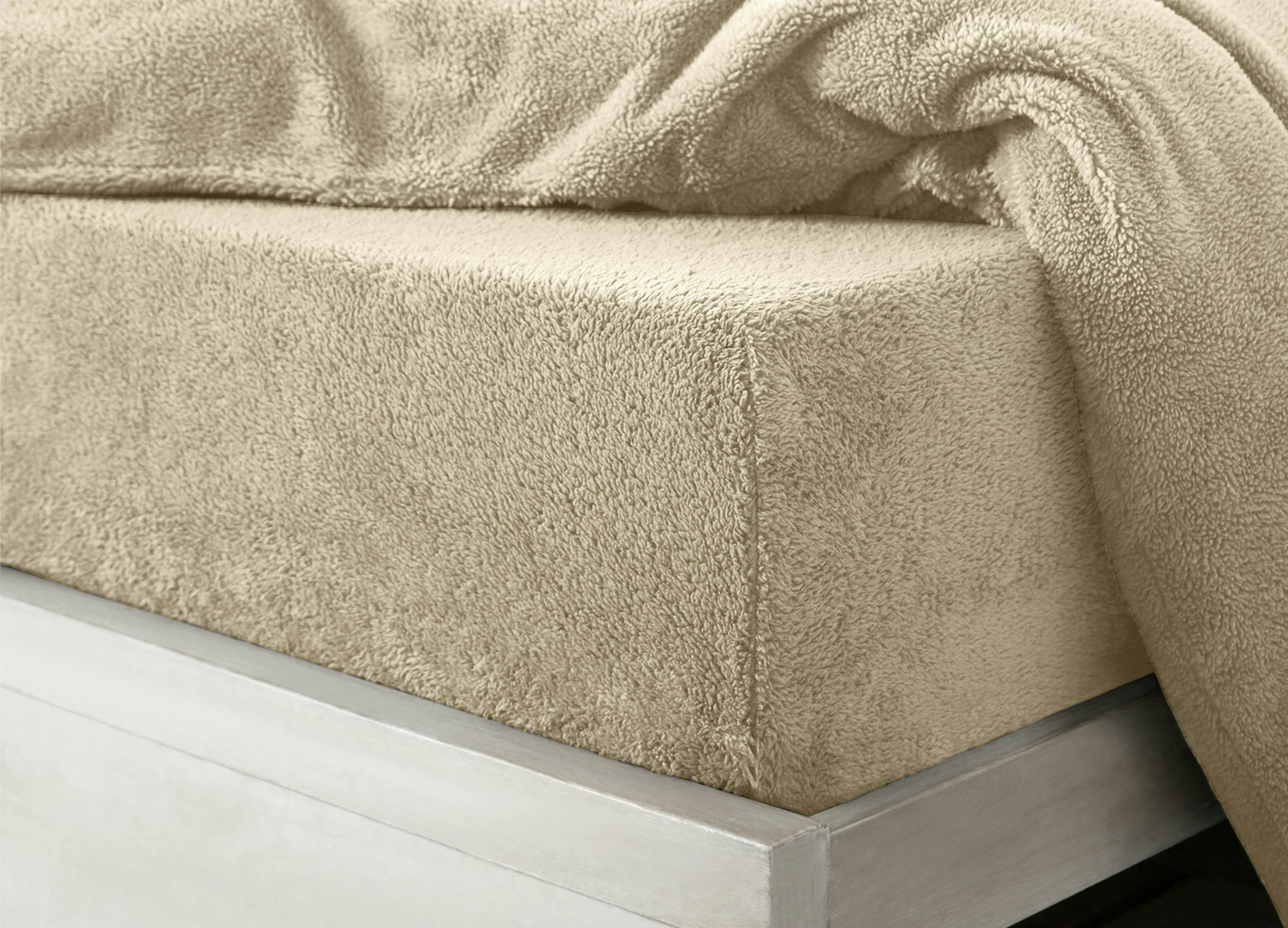 Rackhams Teddy Fleece Warm And Cosy Fitted Sheet - Taupe - Super King