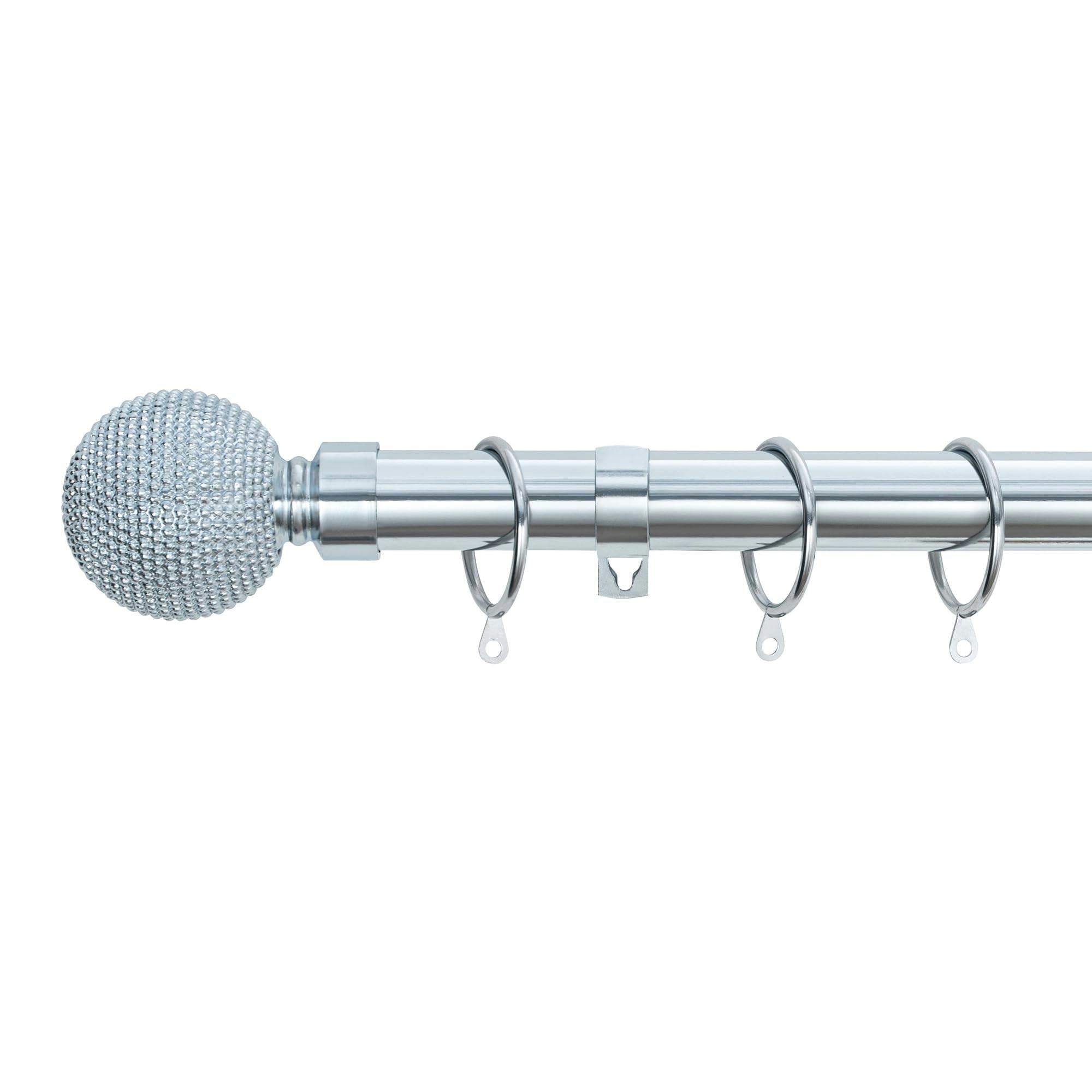Photos - Curtains & Drapes Rackhams Beaded Ball Extendable Curtain Pole (25/28mm) (Nickel,180cm - 340cm)
