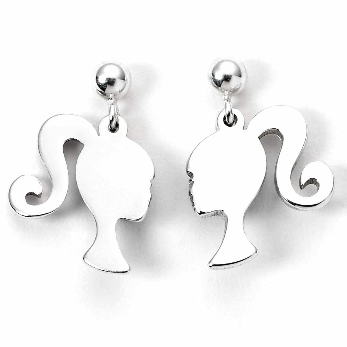 The Carat Shop Silver Barbie Sterling Silhouette Stud Earrings