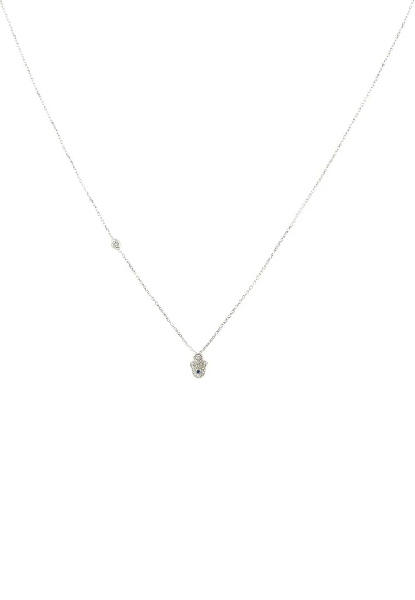 Latelita Silver Hamsa Hand Necklace - One Size