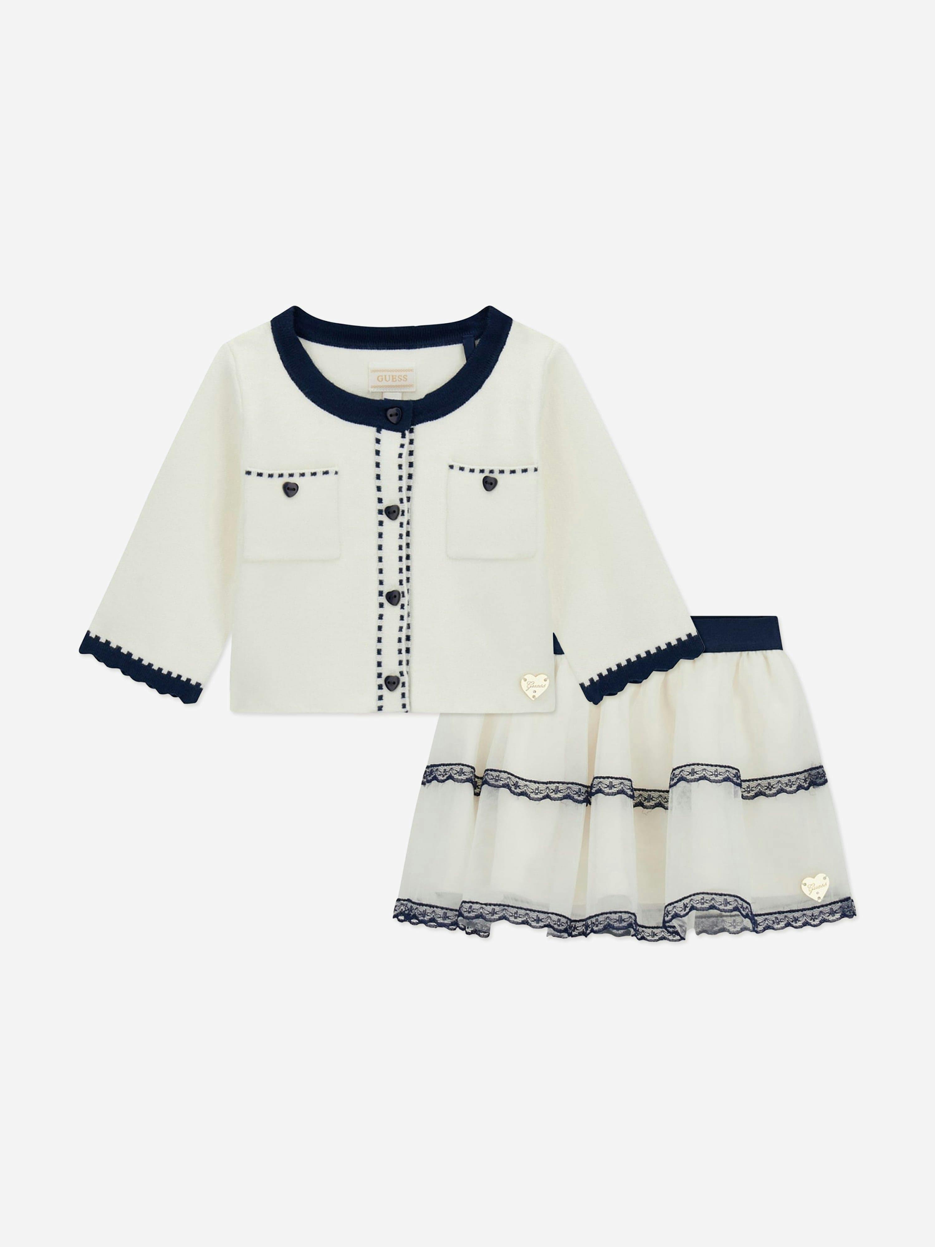 Guess Women's Ivory Baby Girls Cardigan And Tulle Skirt Set In - 6 - 9 Mths