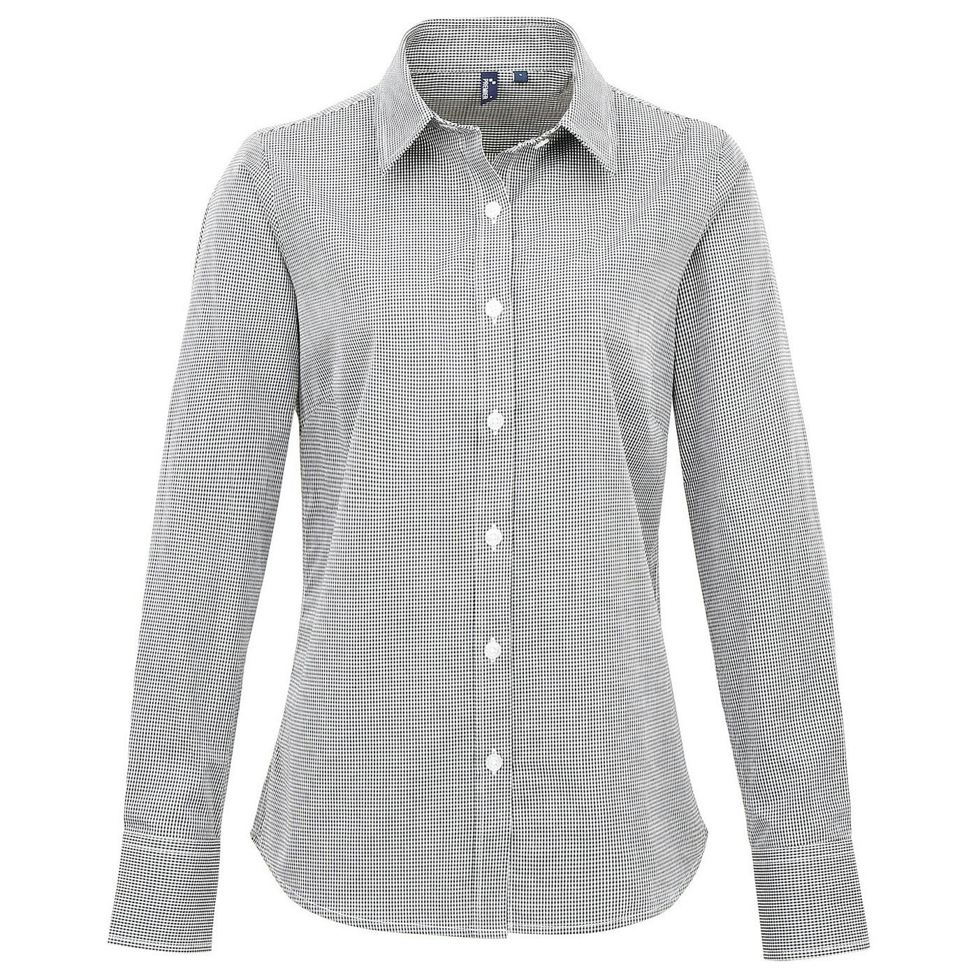 Premier (8 Uk, Black/White) Womens/Ladies Gingham Long-Sleeved Shirt - Image 3