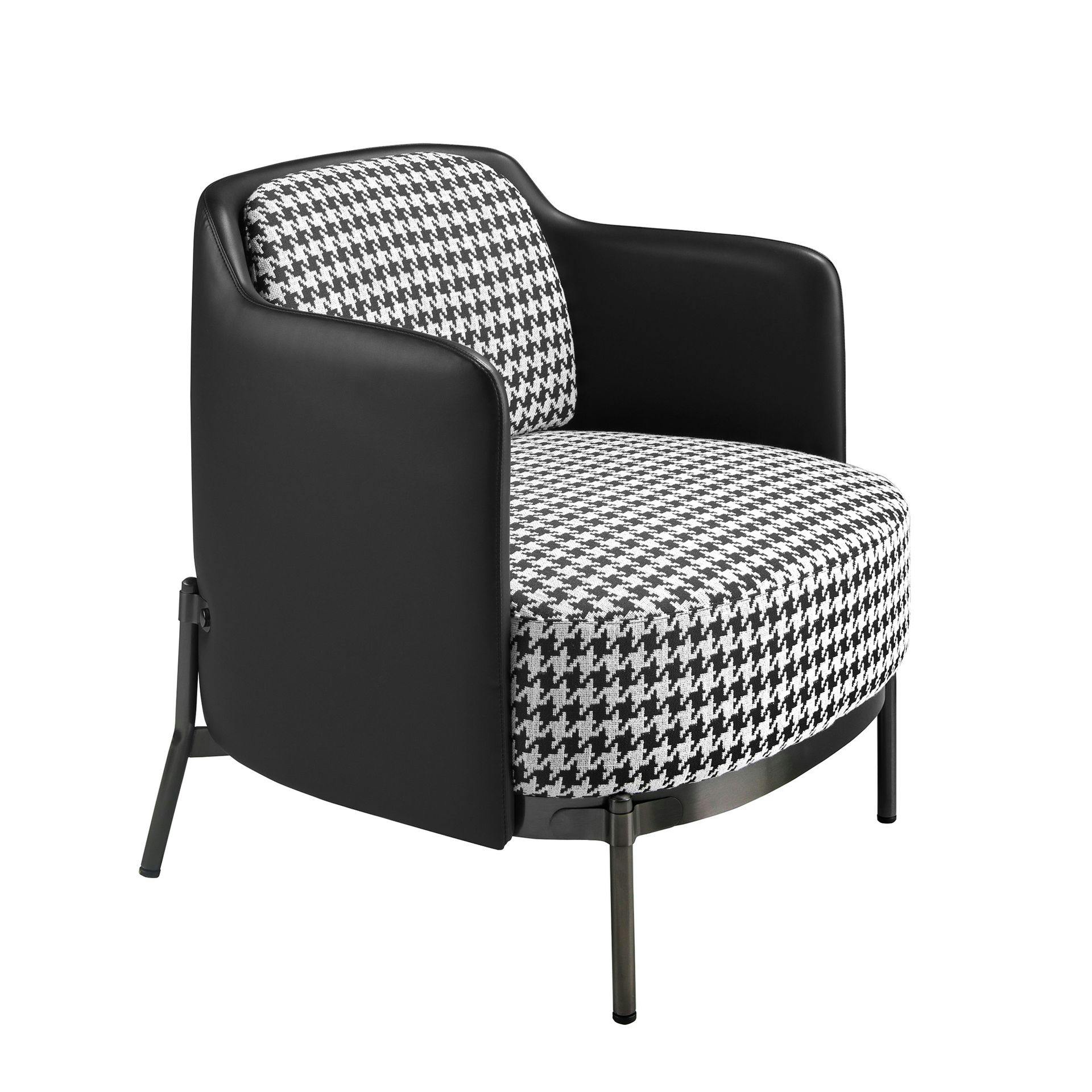 Rackhams Black/White And Fabric And Leatherette Armchair 5139 - Modern - Yes - No
