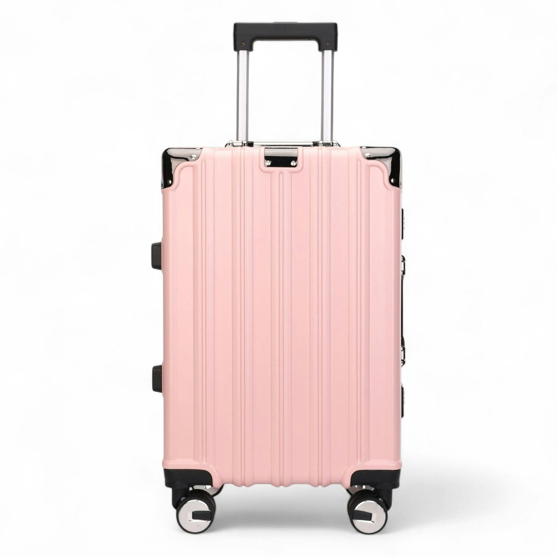 Infinity Luggage Pink Hardshell Suitcase Set Robust 8 Wheel Cabin Luggage Suitcases - Cabin