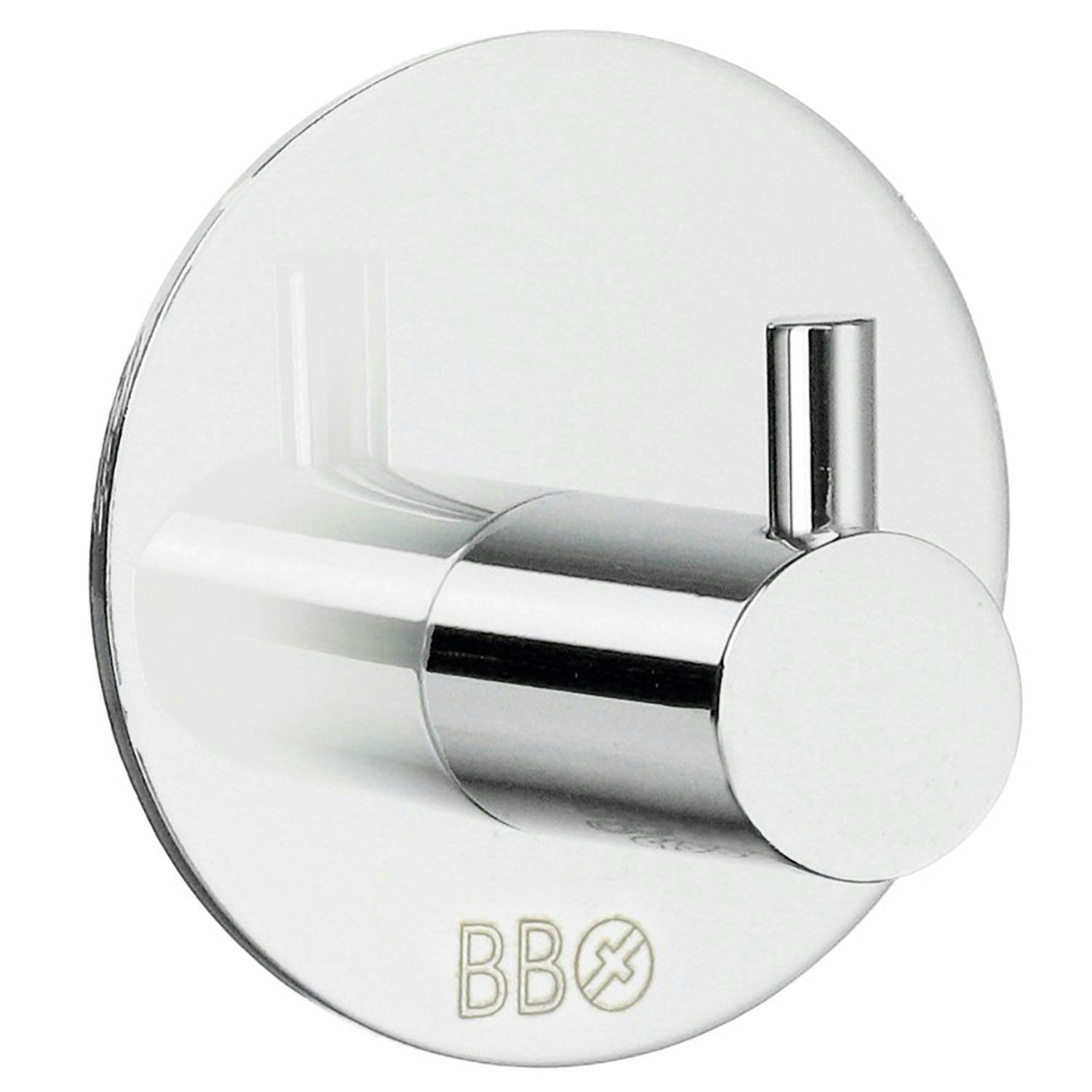 Rackhams Chrome Stainless Steel Single Towel Hook (48 X 48Mm) Self Adhesive Bathroom Wall Mounted