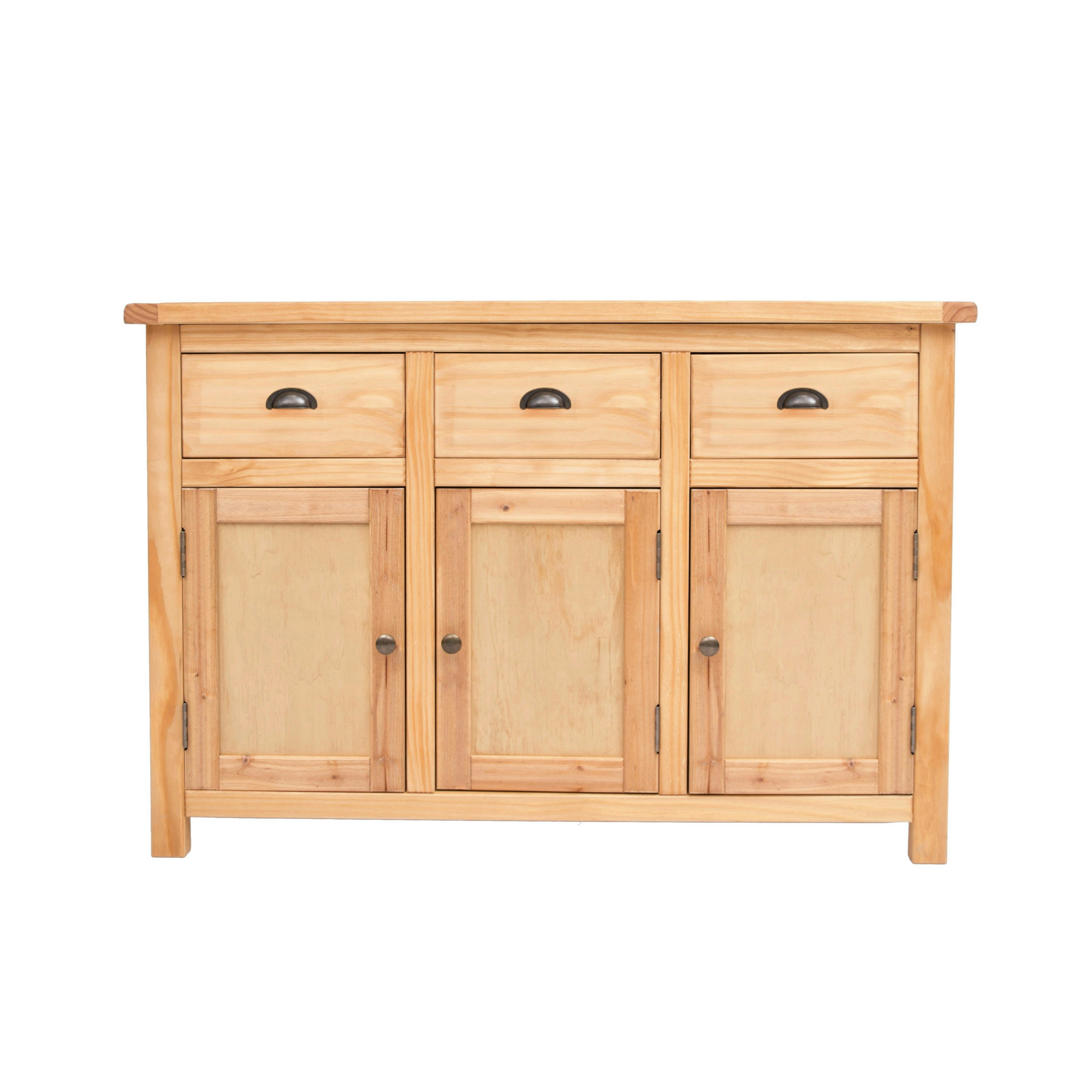 Cabinet Bits Lugo 3 Door 3 Drawer Sideboard - Brown / Mdf, Plywood, Pine - Image 2