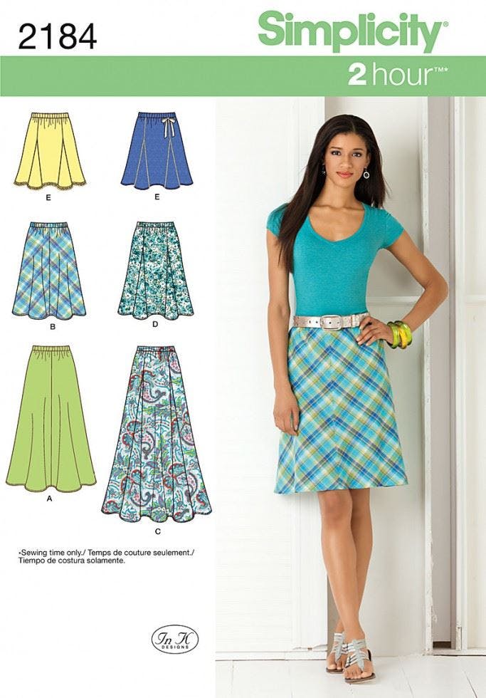 Simplicity Women's Sewing Pattern 2184, Skirts For 6-8-10-12-14 - Beginner, Easy - 6-8-10-12-14