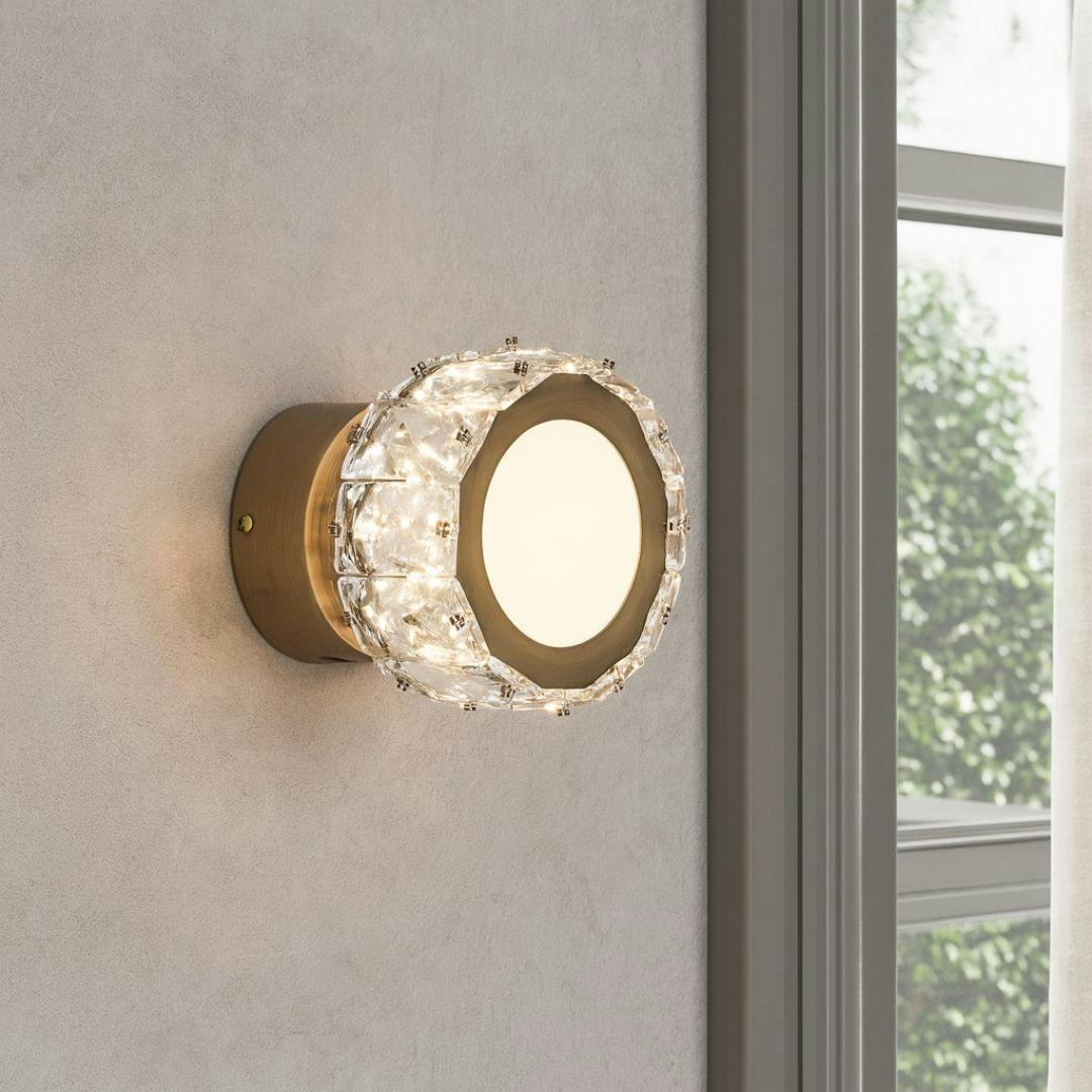 Pagazzi Lighting Light Pagazzi Ing Dilan Antique Brass & Crystal Led Wall