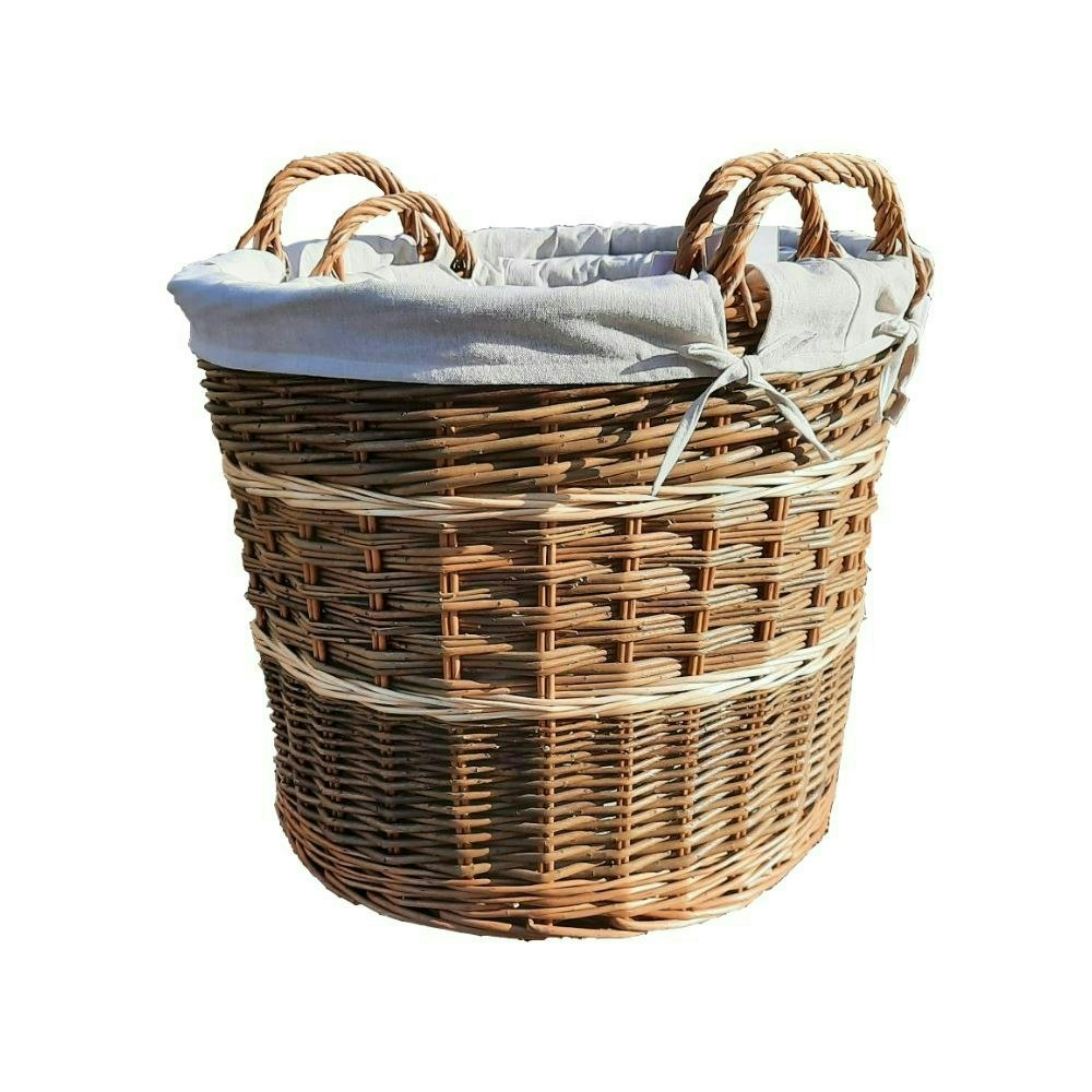 Red Hamper Red/Brown Hamper Set Of 2 Cotton Lined Wicker Log Baskets