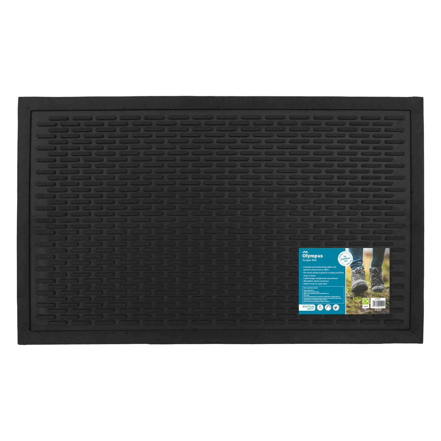 Rackhams Olympus Rubber Scraper Doormat- 45X75cm