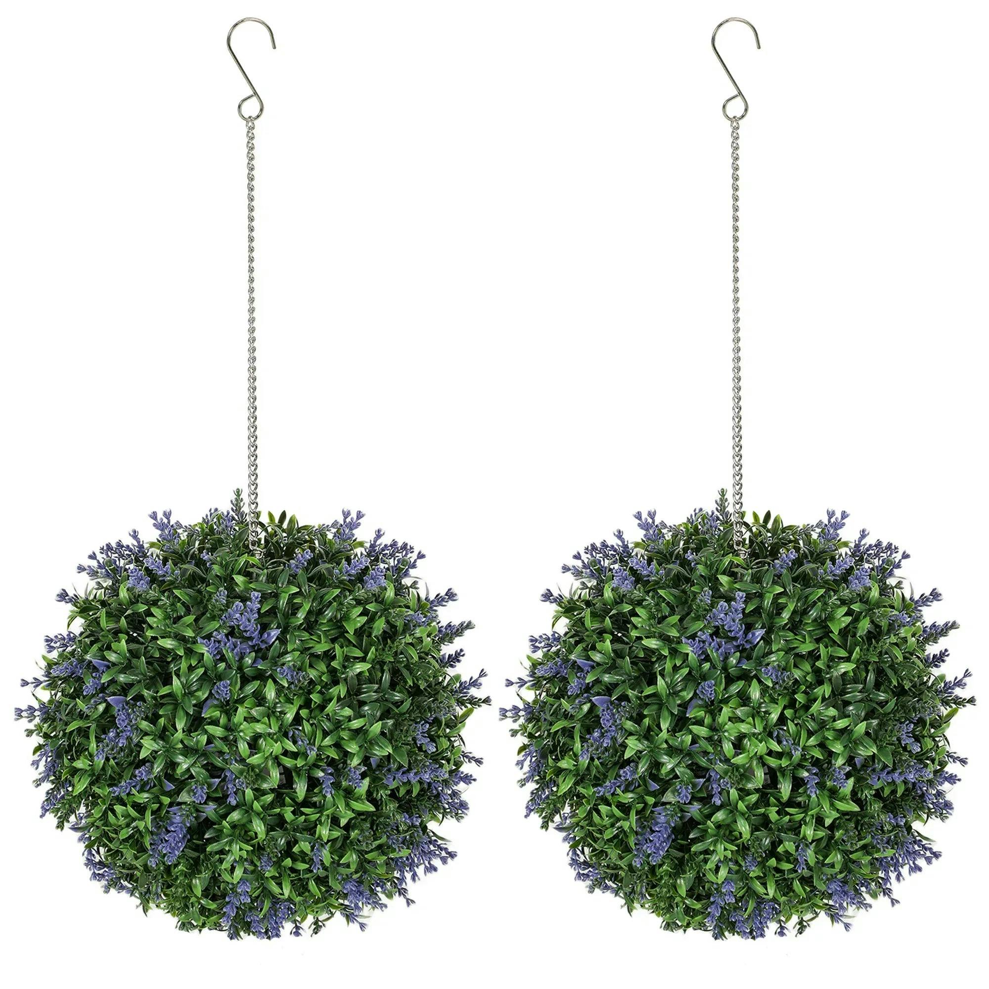 Portland Artificial Hanging Topiary Ball - Purple - 2 Pack - Image 6
