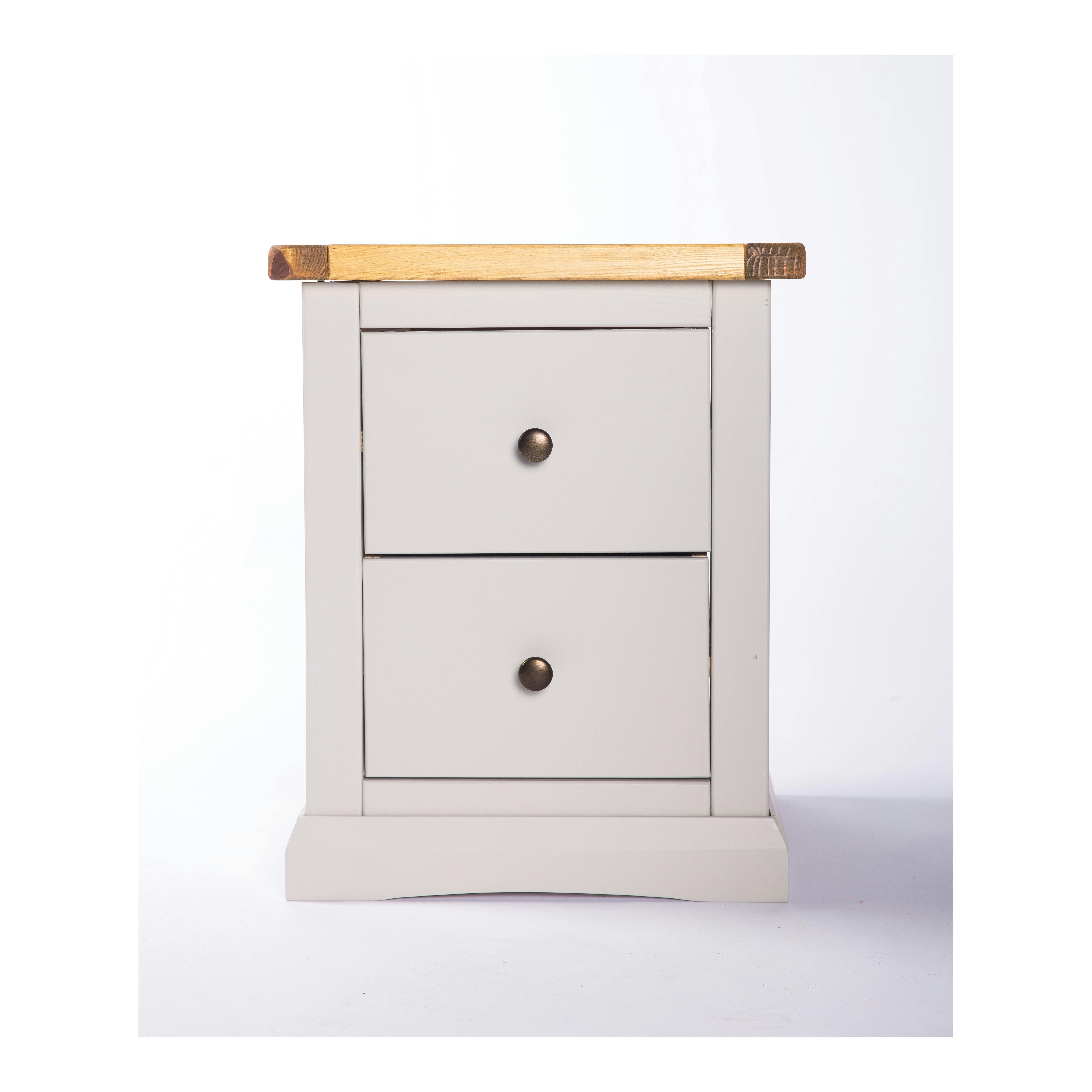 Rackhams Light/Grey Loreo 2 Drawer Bedside Table