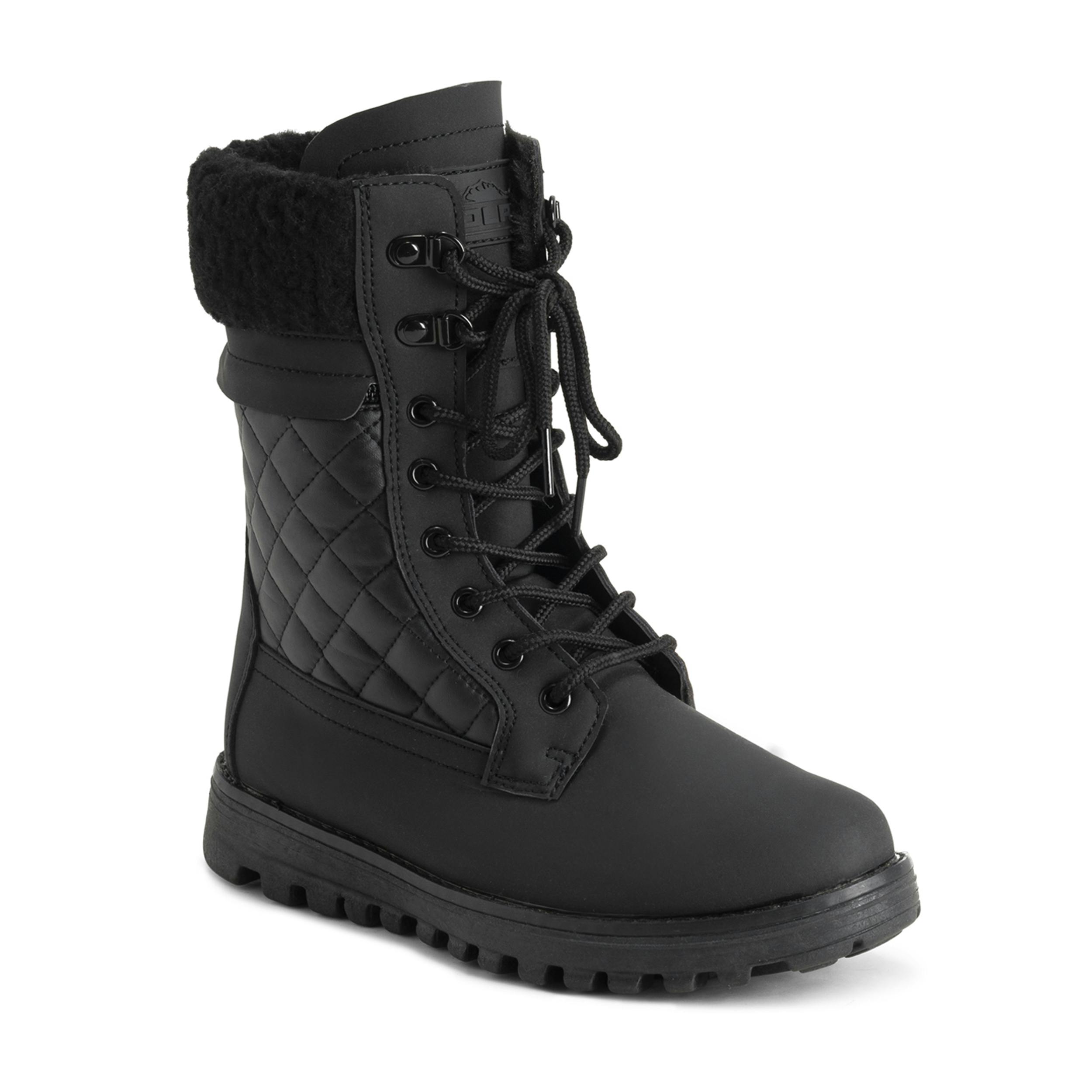 Viva Women's Black Polar Memory Foam Thermal Deep Tread Rubber Sole Snow Boots - 3 - Leather Mono