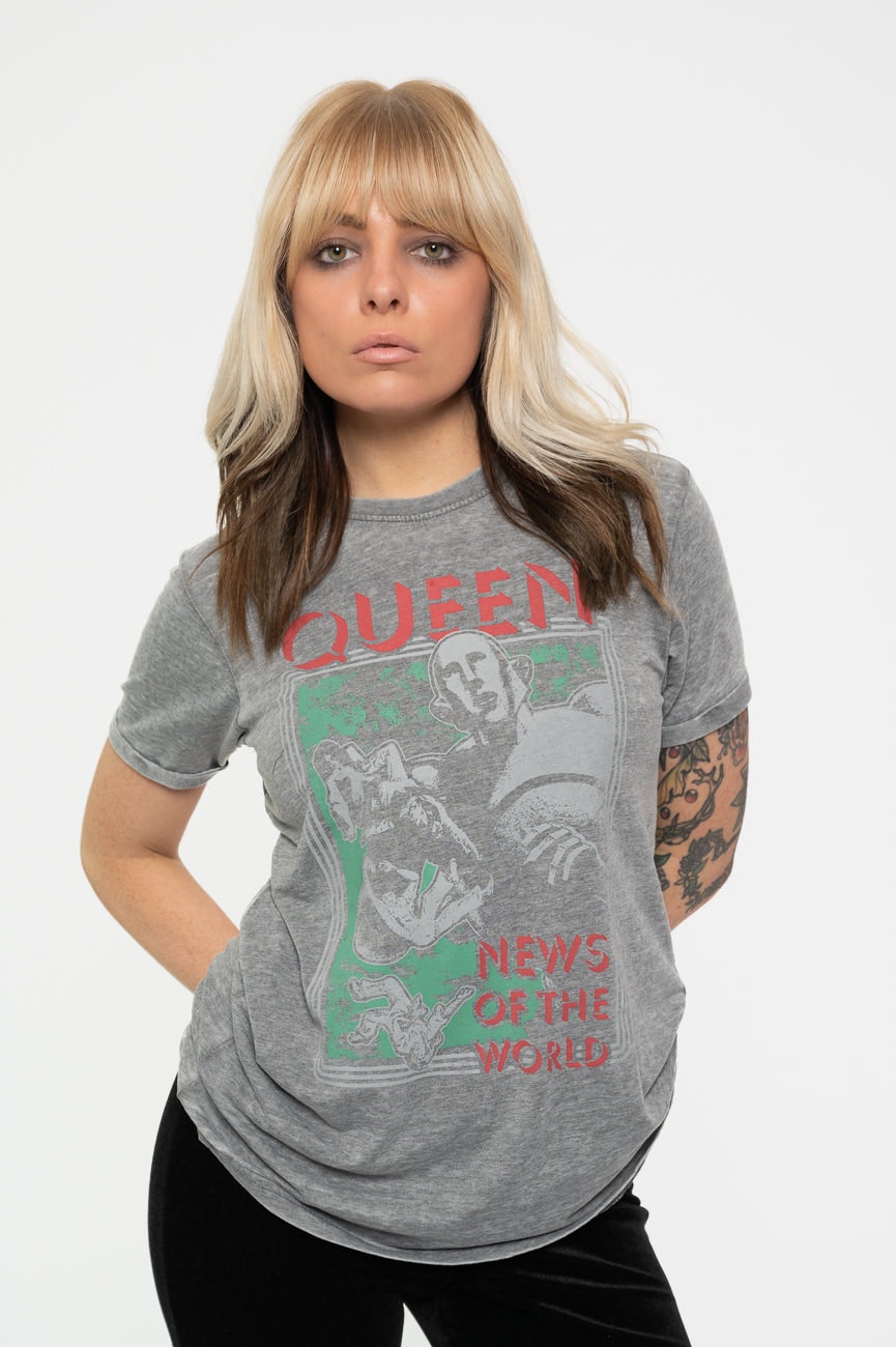 Paradiso Clothing Unisex Grey Queen News Of The World Burnout T Shirt - M