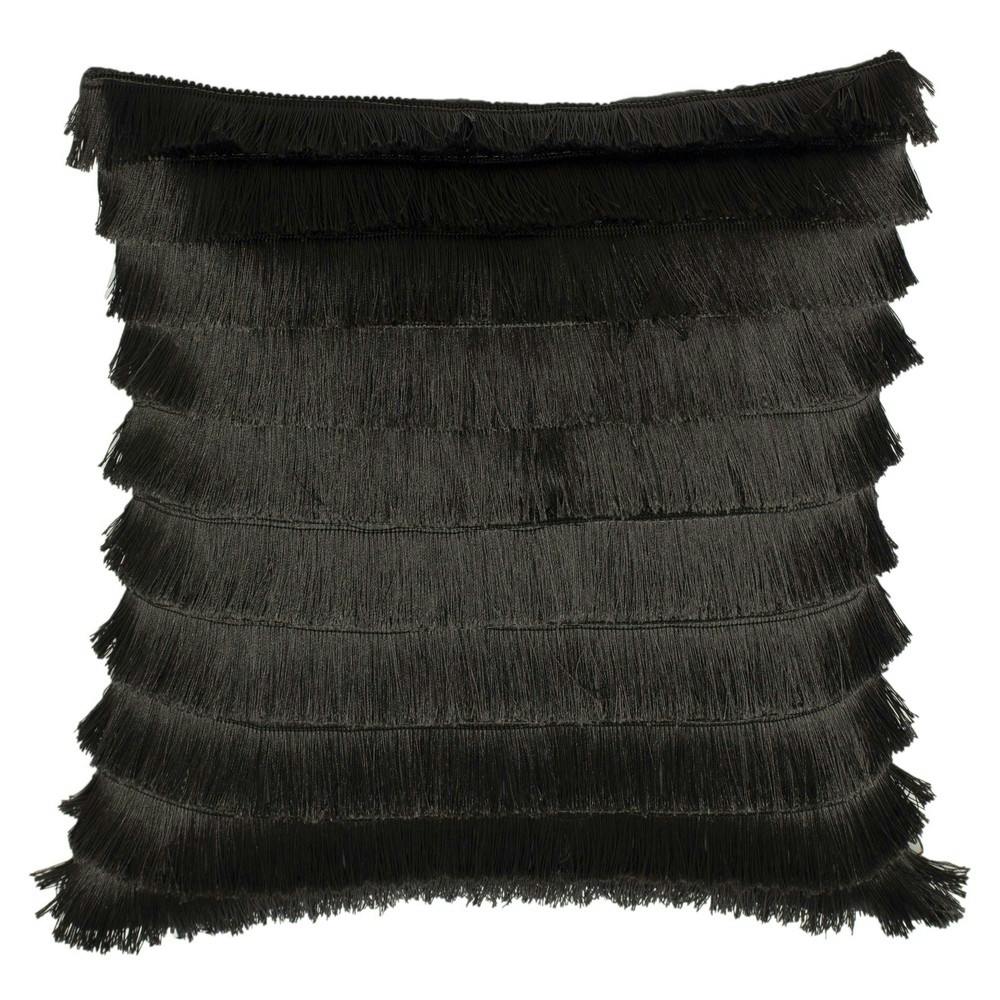 Furn Flicker Tiered Fringe Cushion Cover - Graphite - 45 X 45 Cm - Graphite - 100% Polyester