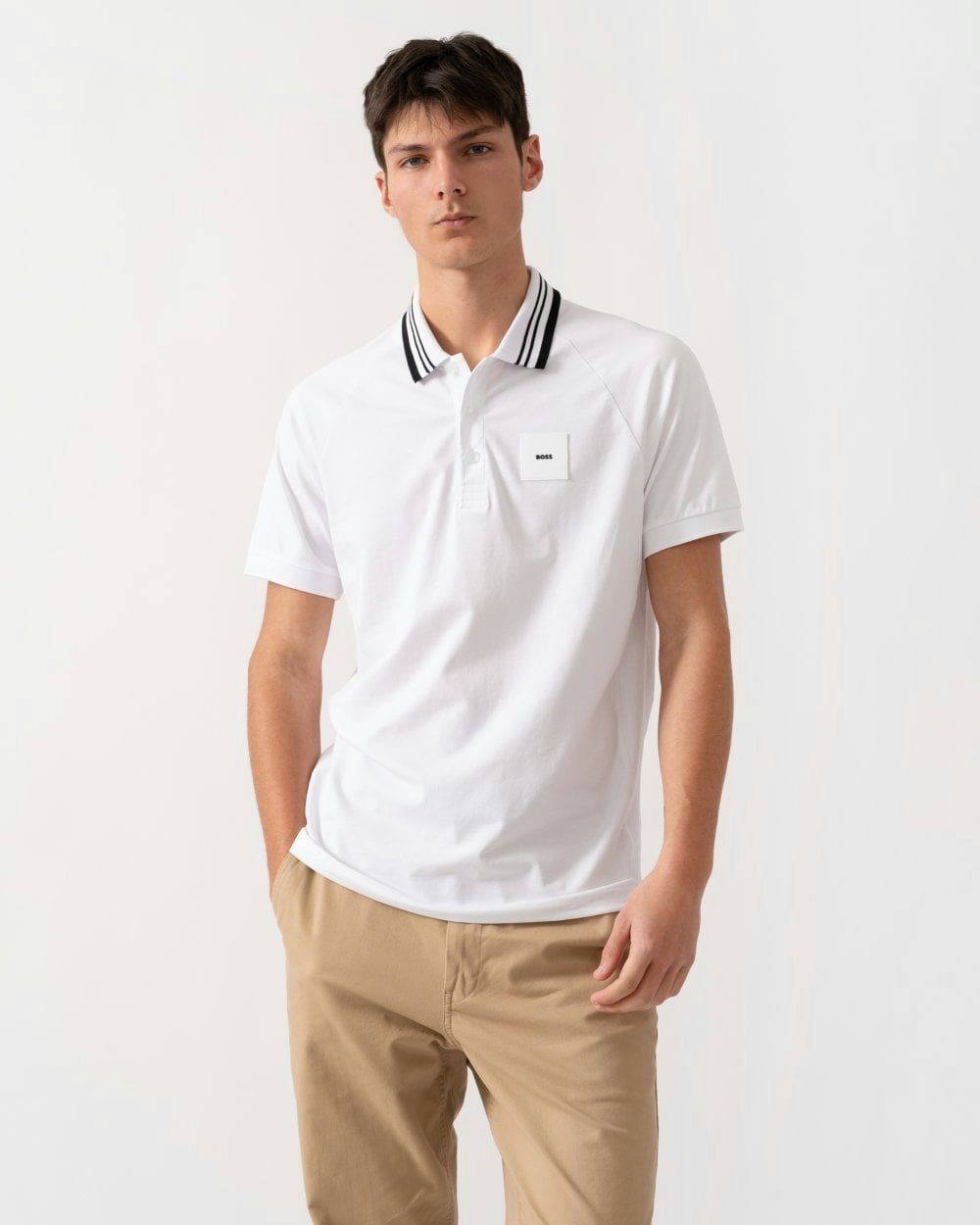 Boss Green Men's Green/White Boss Paddy Rib Polo Shirt - 100 - 100 - Xl