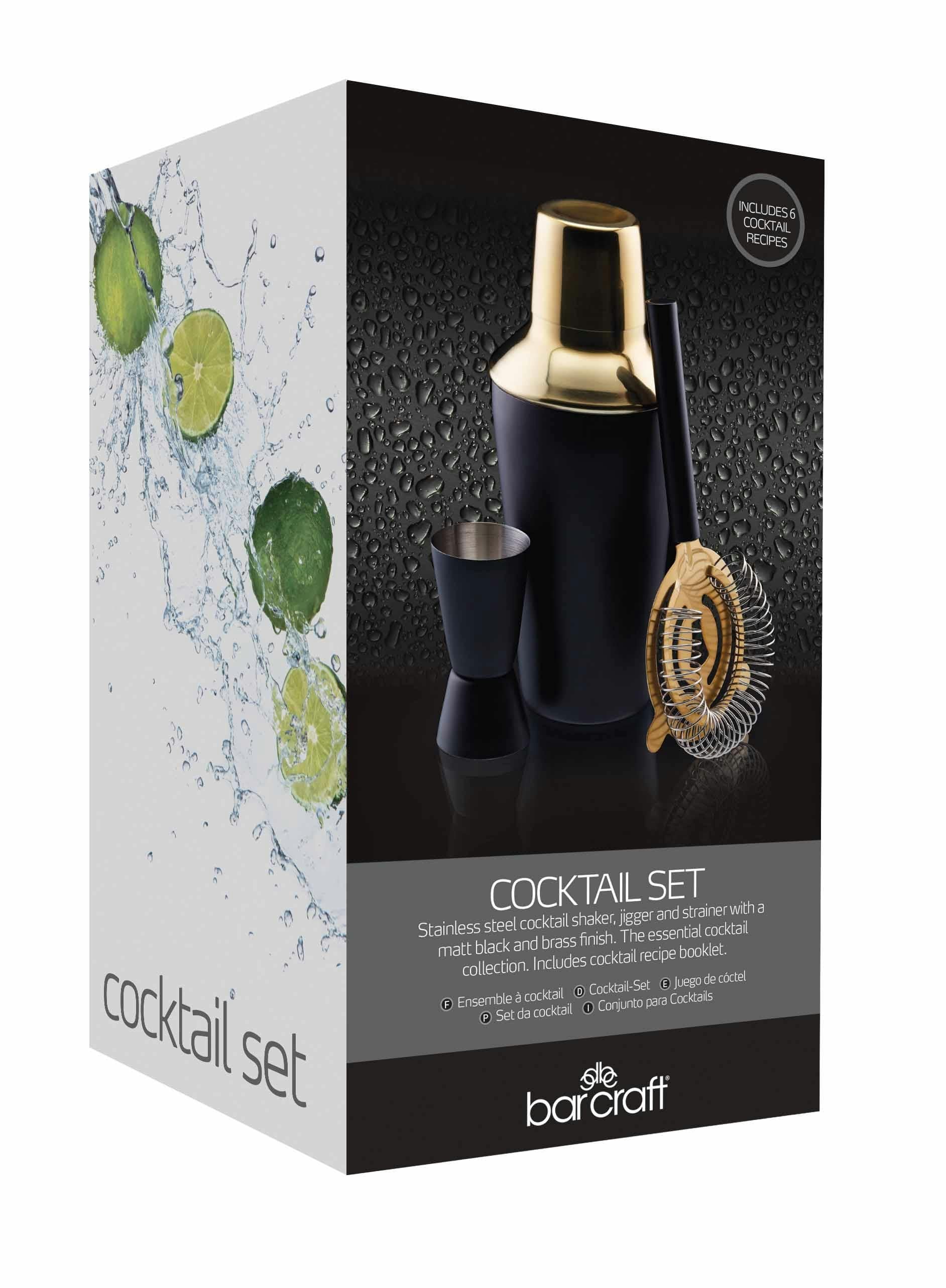 Rackhams Black Three Piece Cocktail Set - Stainless Steel - Cocktail Making
