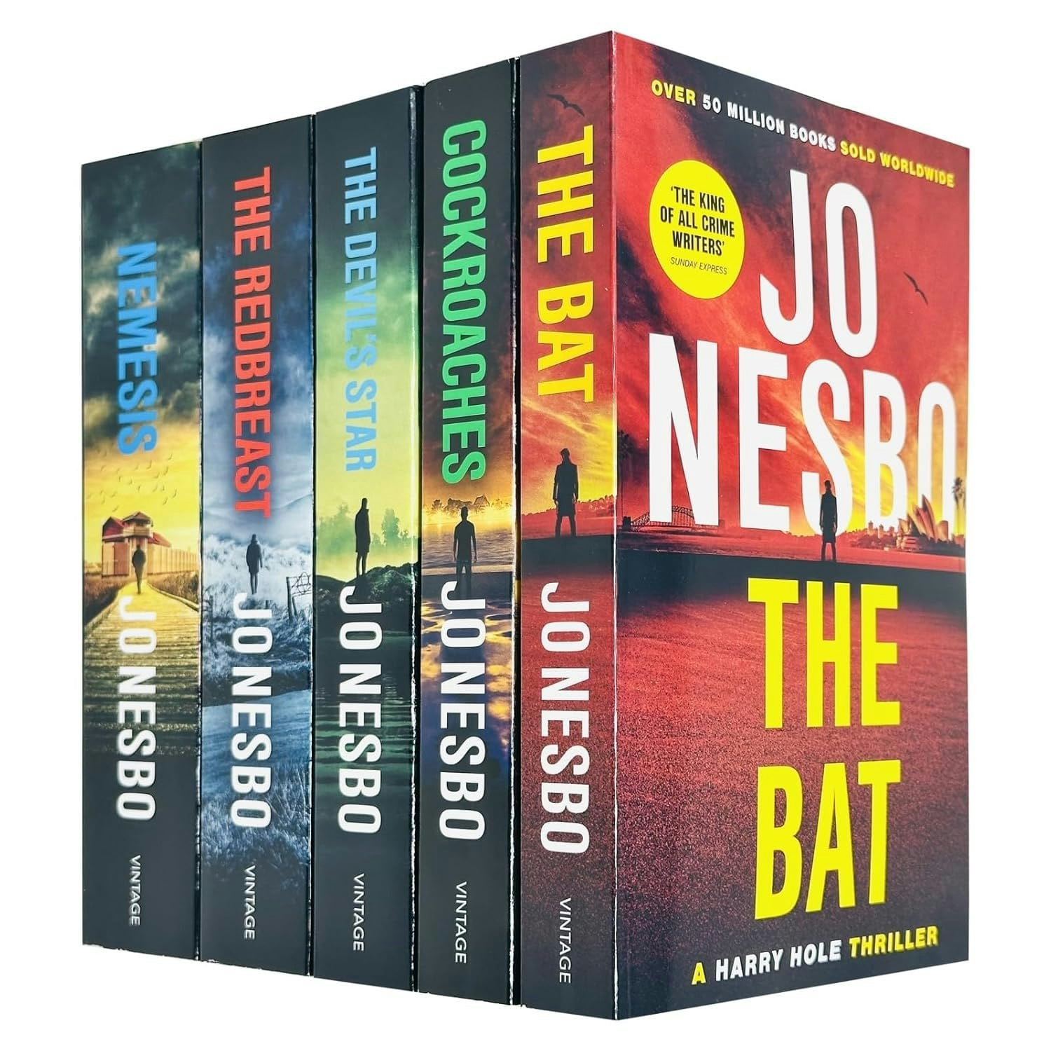 Vintage Girls Harry Hole Series 1-5 Books Collection Set By Jo Nesbo (The Bat, Cockroaches, The Redbreast, Nemesis & The Devil's Star) Size 1