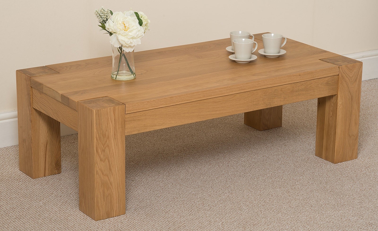 Rackhams Brown Kuba Chunky Oak Coffee Table For Living Room - 120Cm