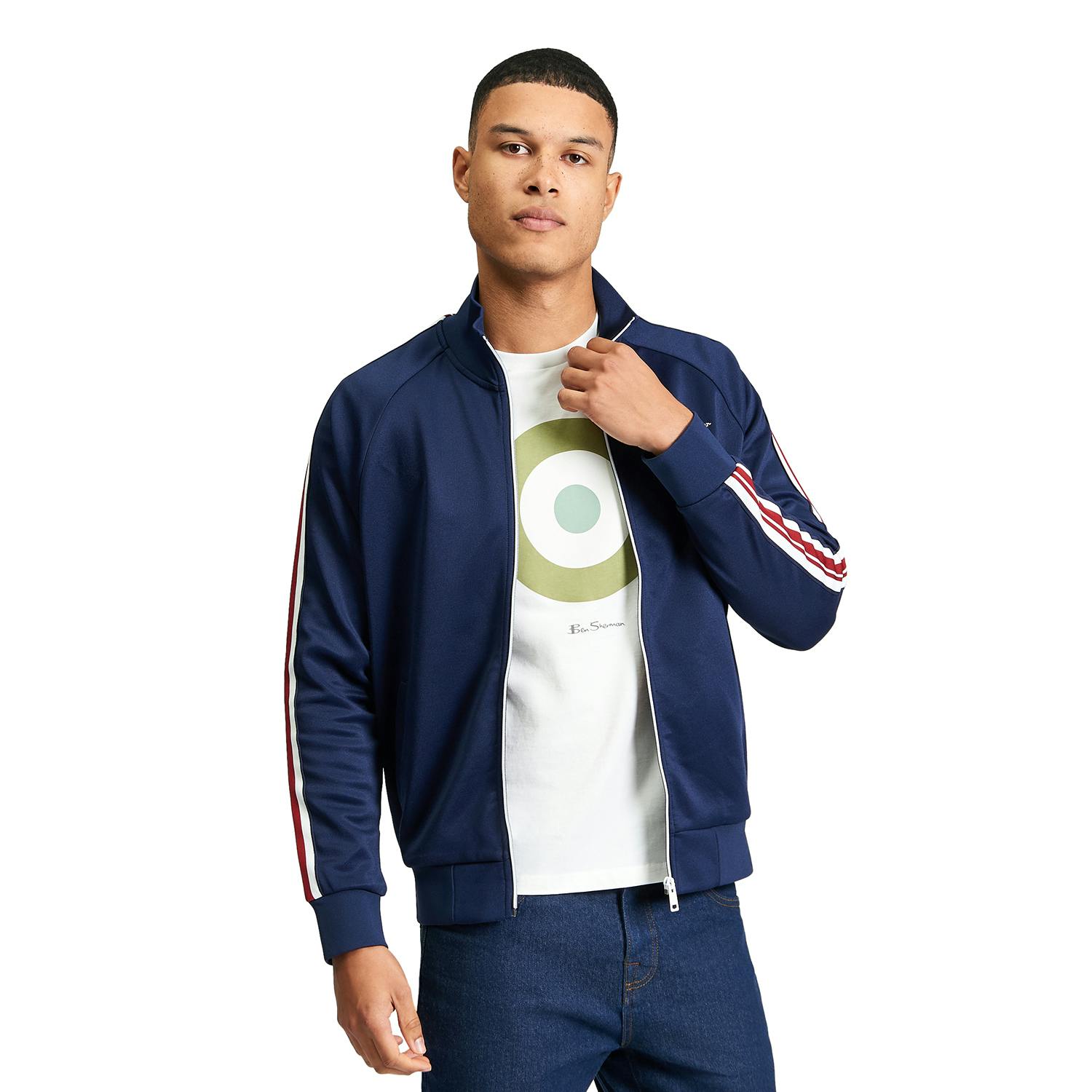 Ben Sherman Men's Dark House Taped Track Top - Navy - S - Navy - 60% Polyester/40% Cotton