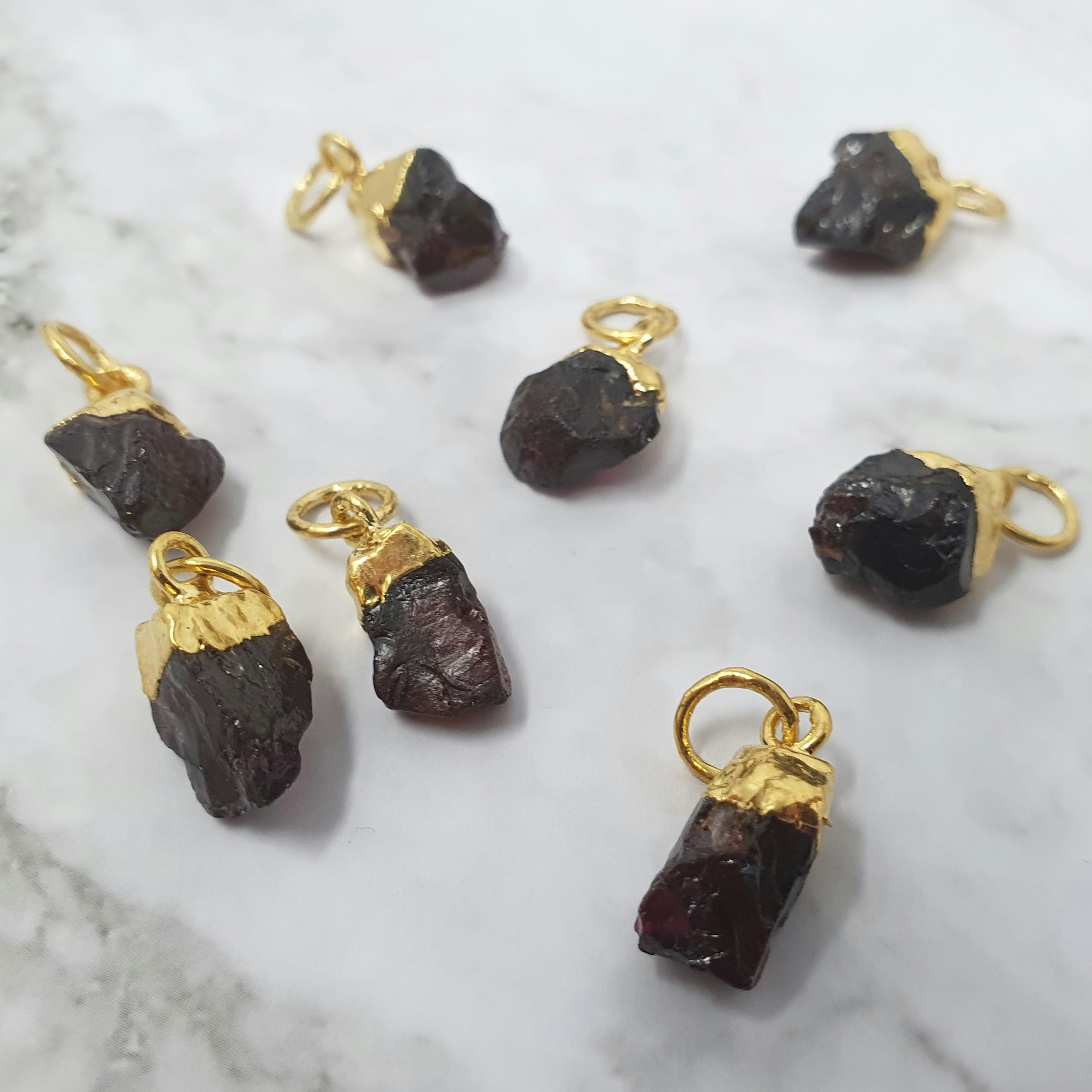 Harfi Gold Bell Birthstone Pendant Charms - Garnet - January - Garnet - January