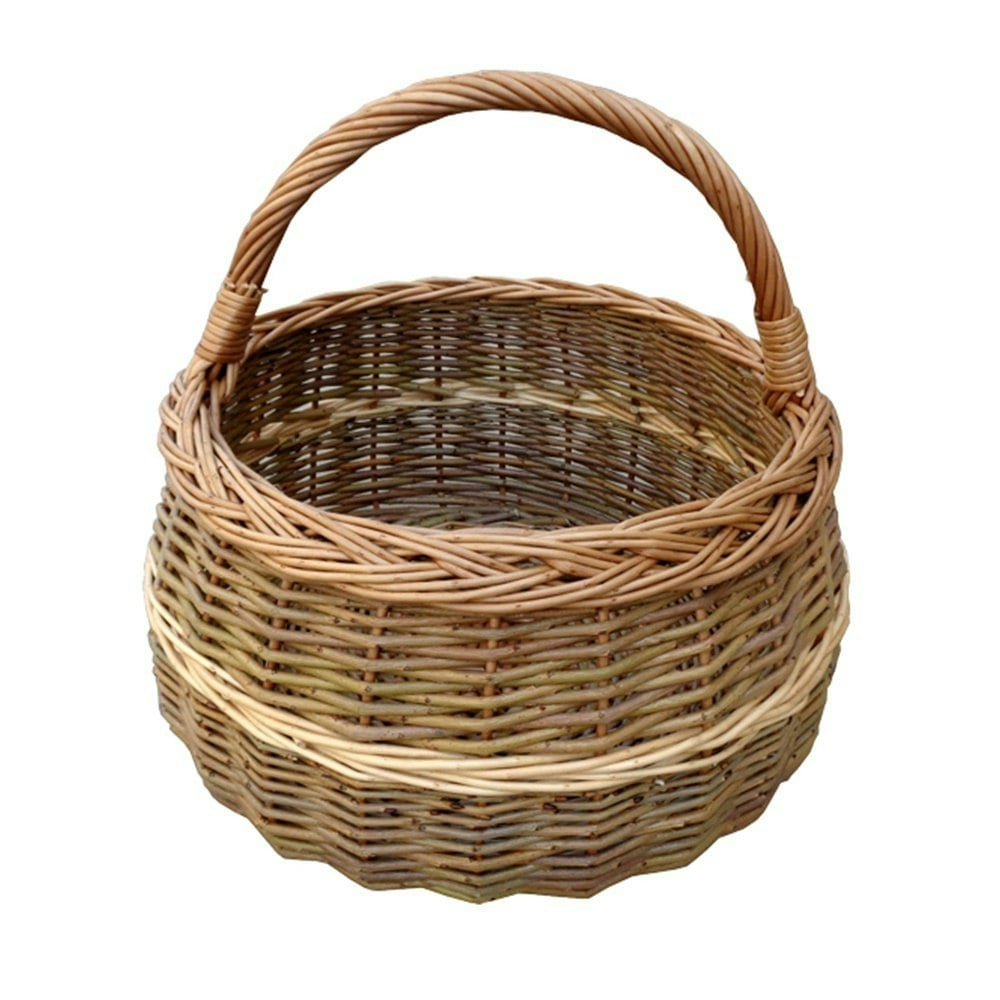 Red Hamper Round Shallow Wicker Shopping Basket