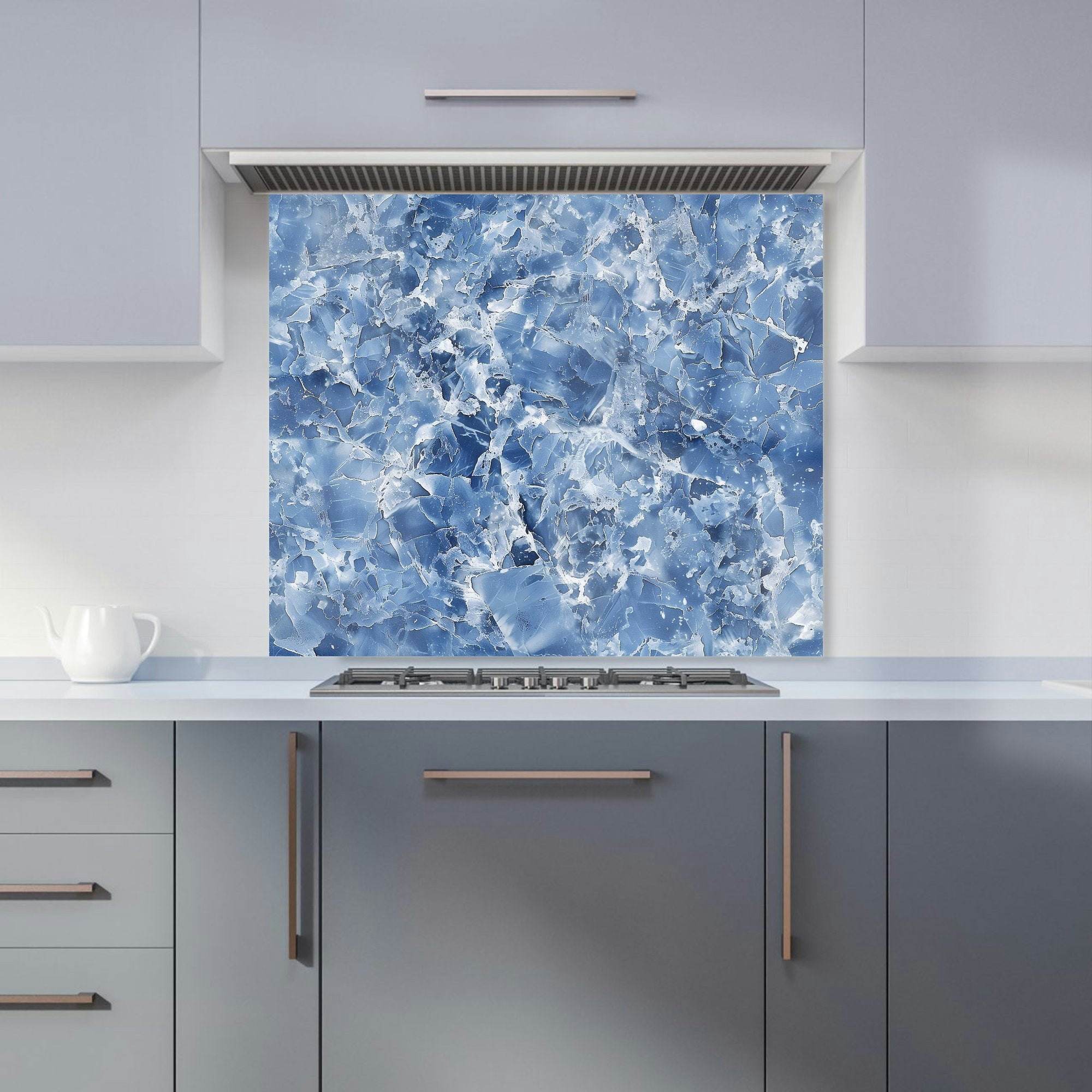 Warren Reed Blue - Designer Coastal Quartz Effect Kitchen Splashback - W900mm X H750mm