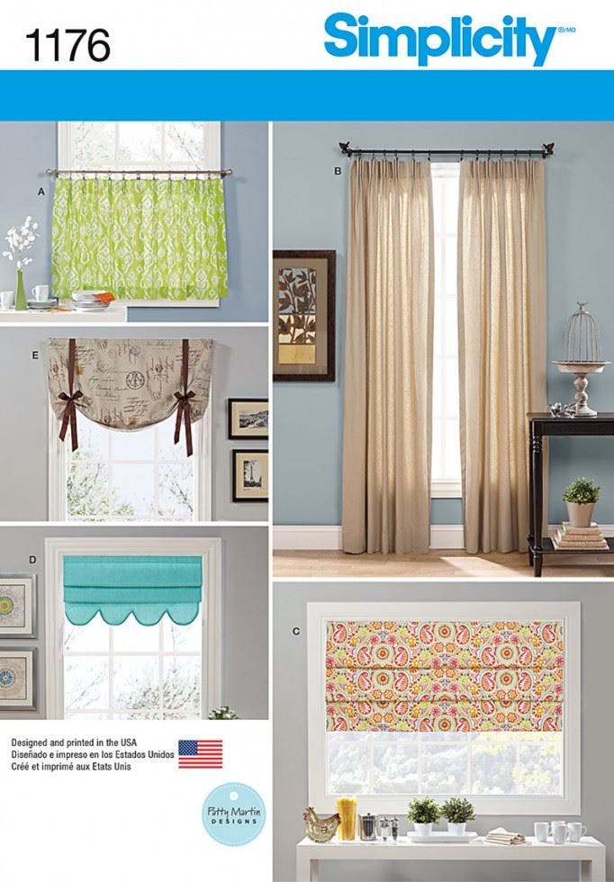 Simplicity Sewing Pattern 1176, Curtains One Size - Intermediate - One Size