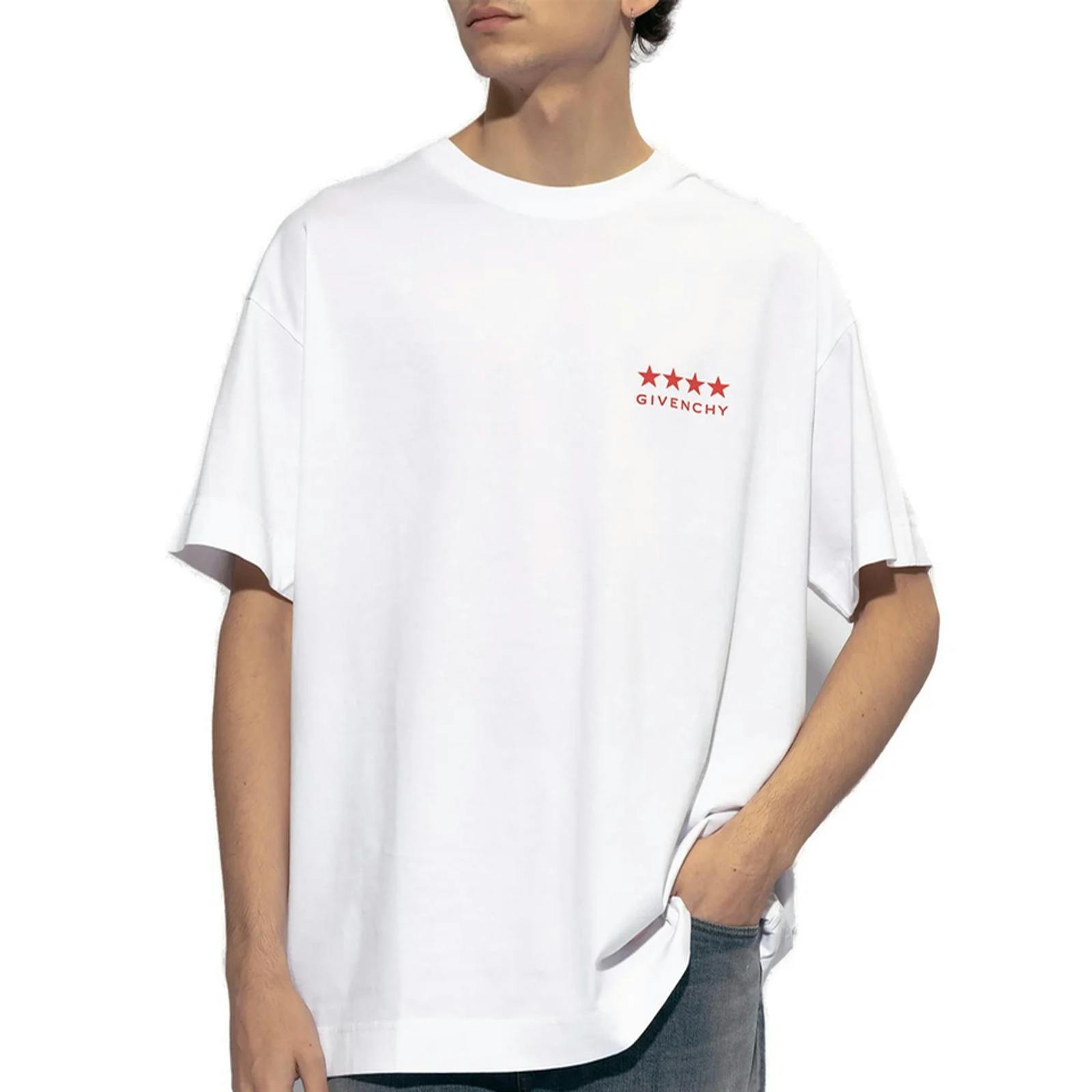 Givenchy White 4-Star Printed Logo T-Shirt In - Xxl