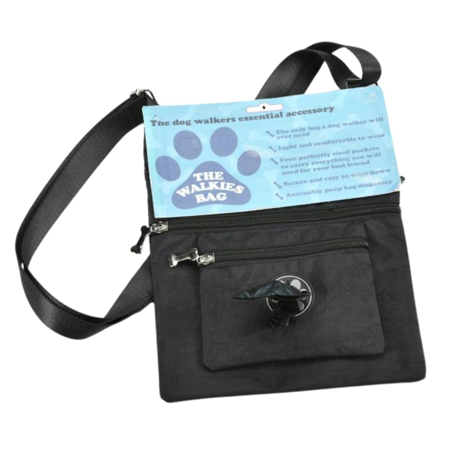 Love Emvy Black Dog Walking Treat Crossbody Bag With Poop Bag Dispenser
