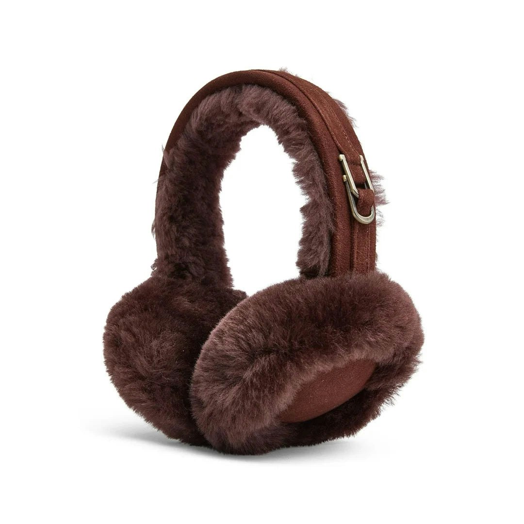 Infinity Leather Women's Brown Leather Company Sheepskin Shearling Winter Ear Muffs