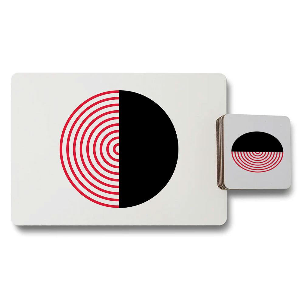 Rackhams Black/Red Set Of 12 Placemats And Coasters 11X8 Placemats 3.7X3.7 Coasters