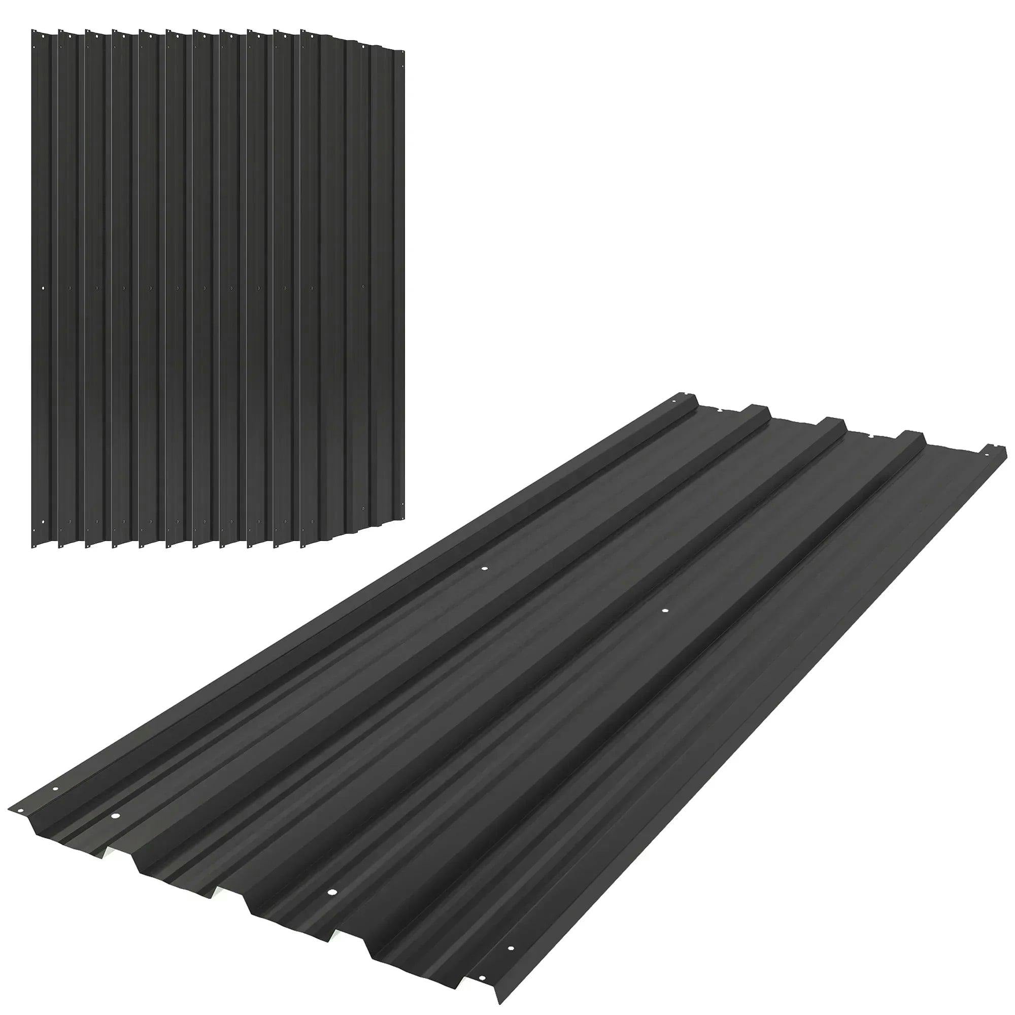 Outsunny Pack Of 12 Metal Roofing Sheets For Greenhouse, Black - Image 4