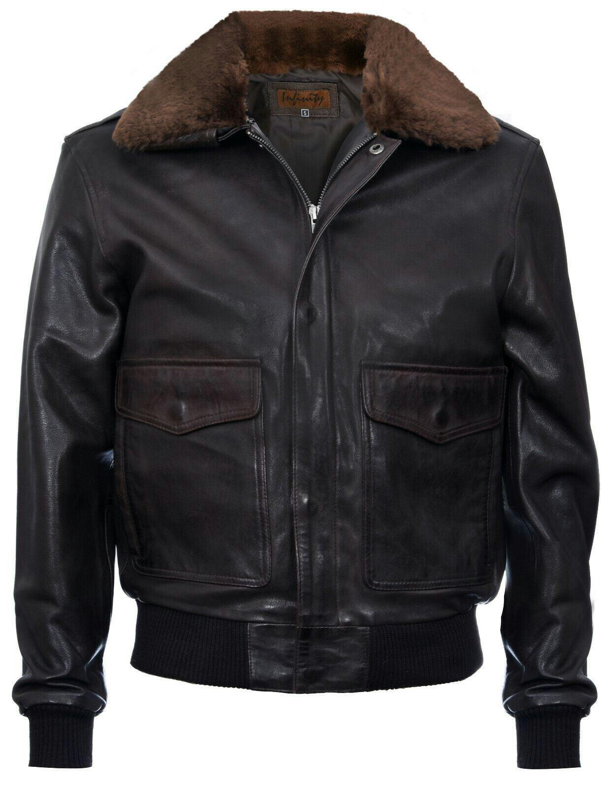 Infinity Leather Men's Brown Air Force A2 Aviator Leather Bomber Jacket-Sao Paulo - Uk 2XL | Eu 54 | Us 44