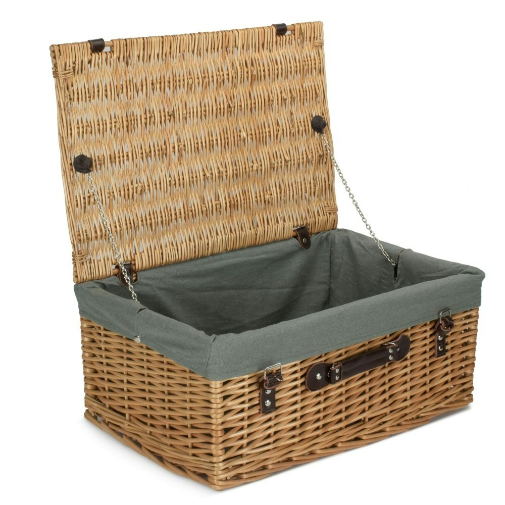 Red Hamper Red/Grey Hamper 55Cm Buff Willow Wicker Picnic Basket