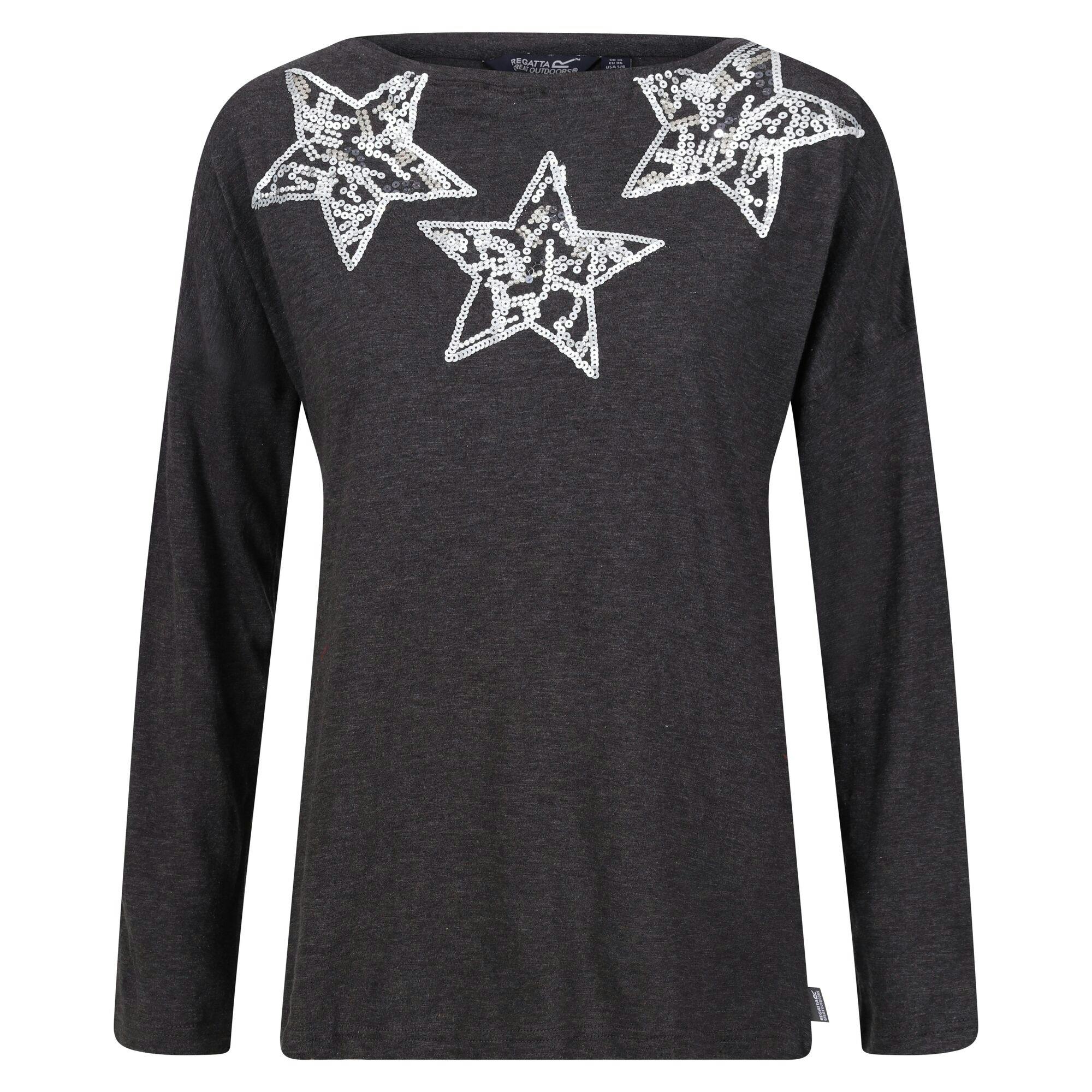 Regatta Women's Dark/Grey / Carlene Stars Long-Sleeved T-Shirt - 14 Uk - 100% Viscose