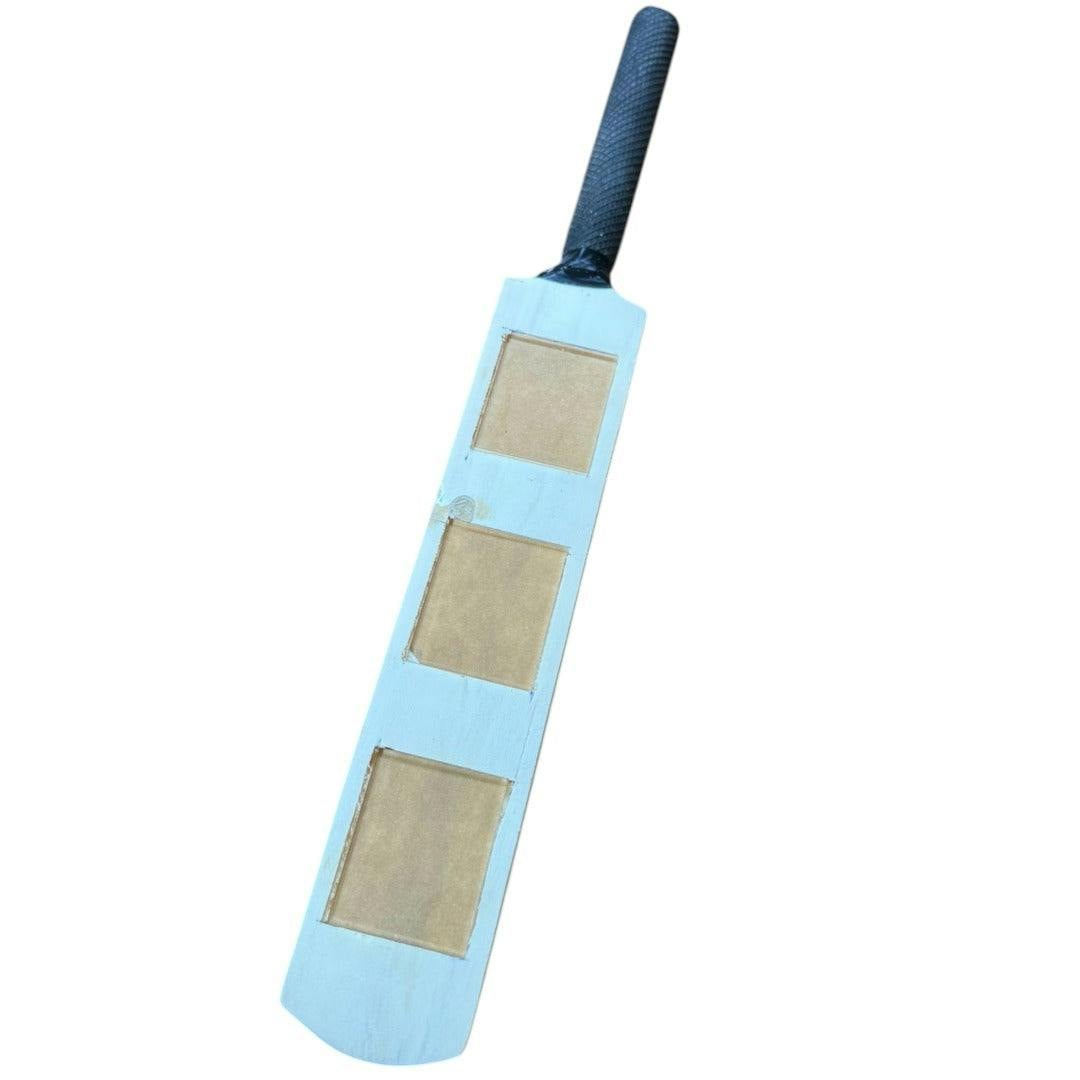 Cricket-Gifts Mini Bat Photo Frame ? 40Cm Wooden Cricket Bat With 3 Passport-Style Photo Holders (Unvarnished Or Finished)