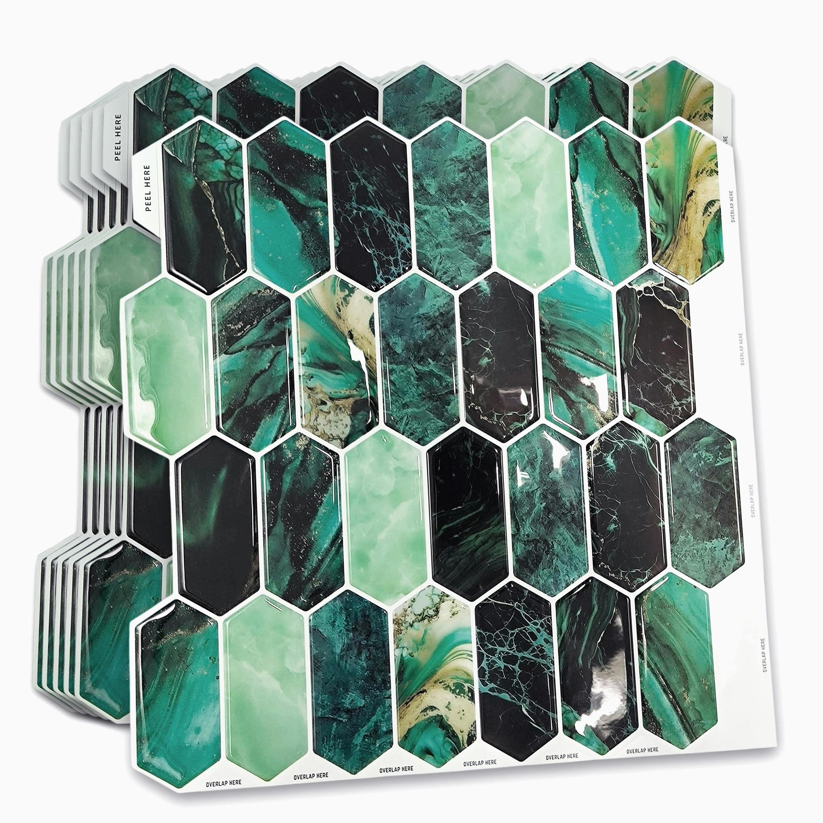 Walplus Green Hexagon Honeycomb 3D Sticker Tile 12 X 12 Inches / 30.5 X 30.5 Cm - 6Pcs In A Pack